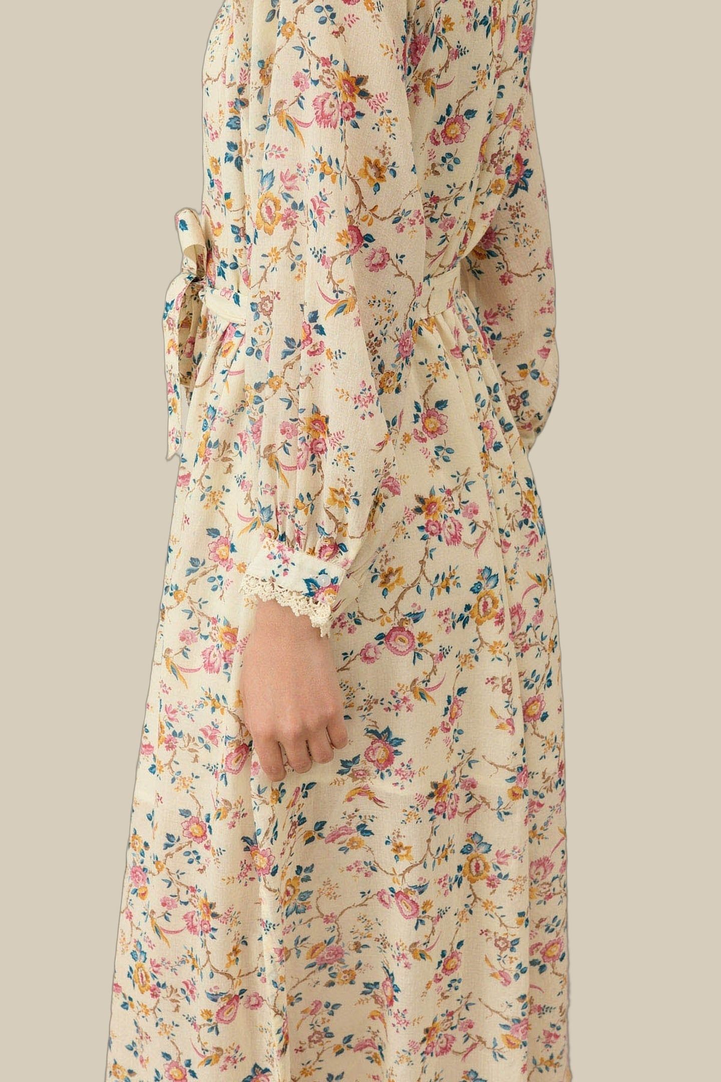 DRESS CILONA CREAM RETRO GARDEN 5