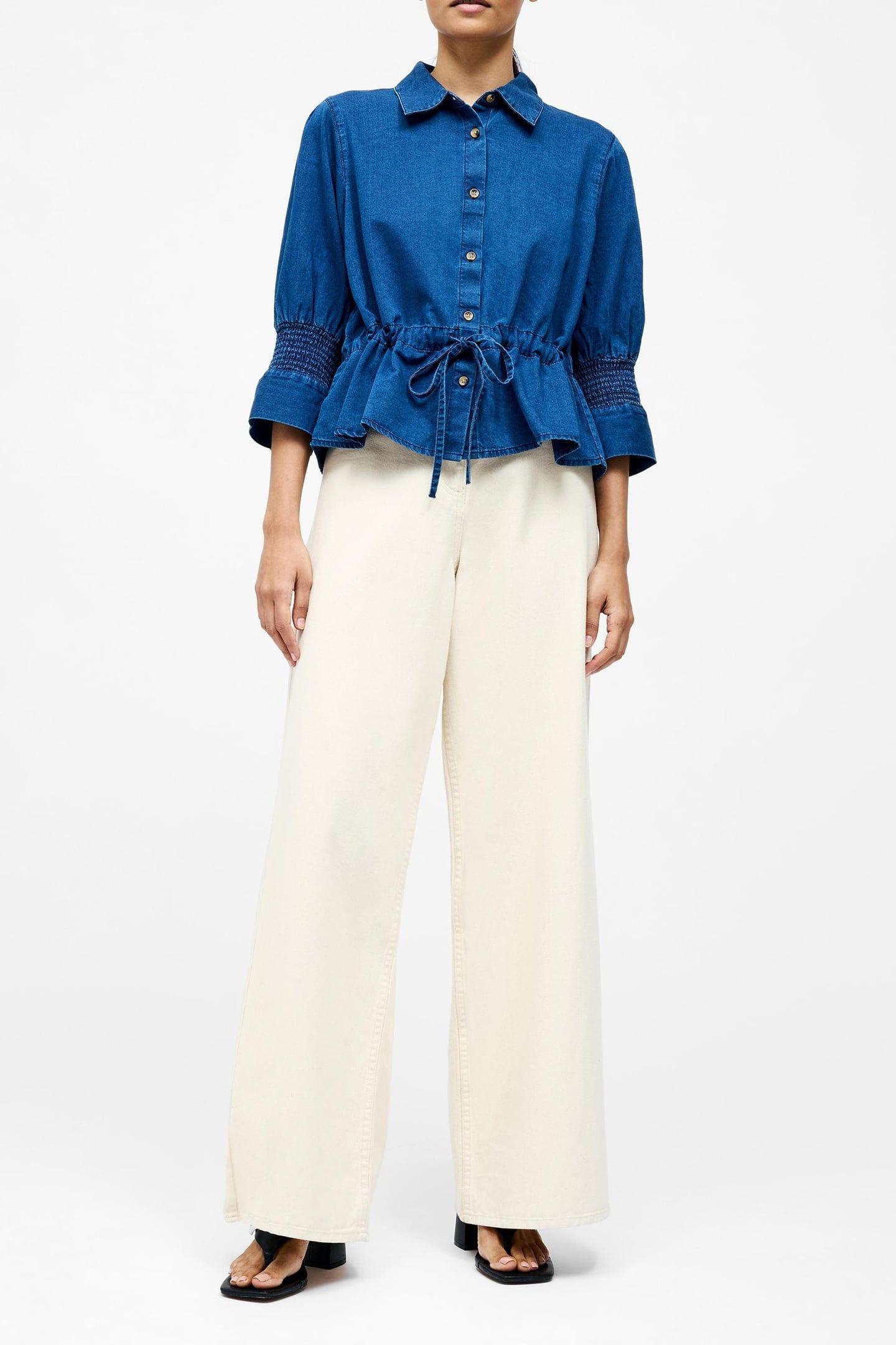 TIE WAIST TOP MIDWASH CHMBRY 2