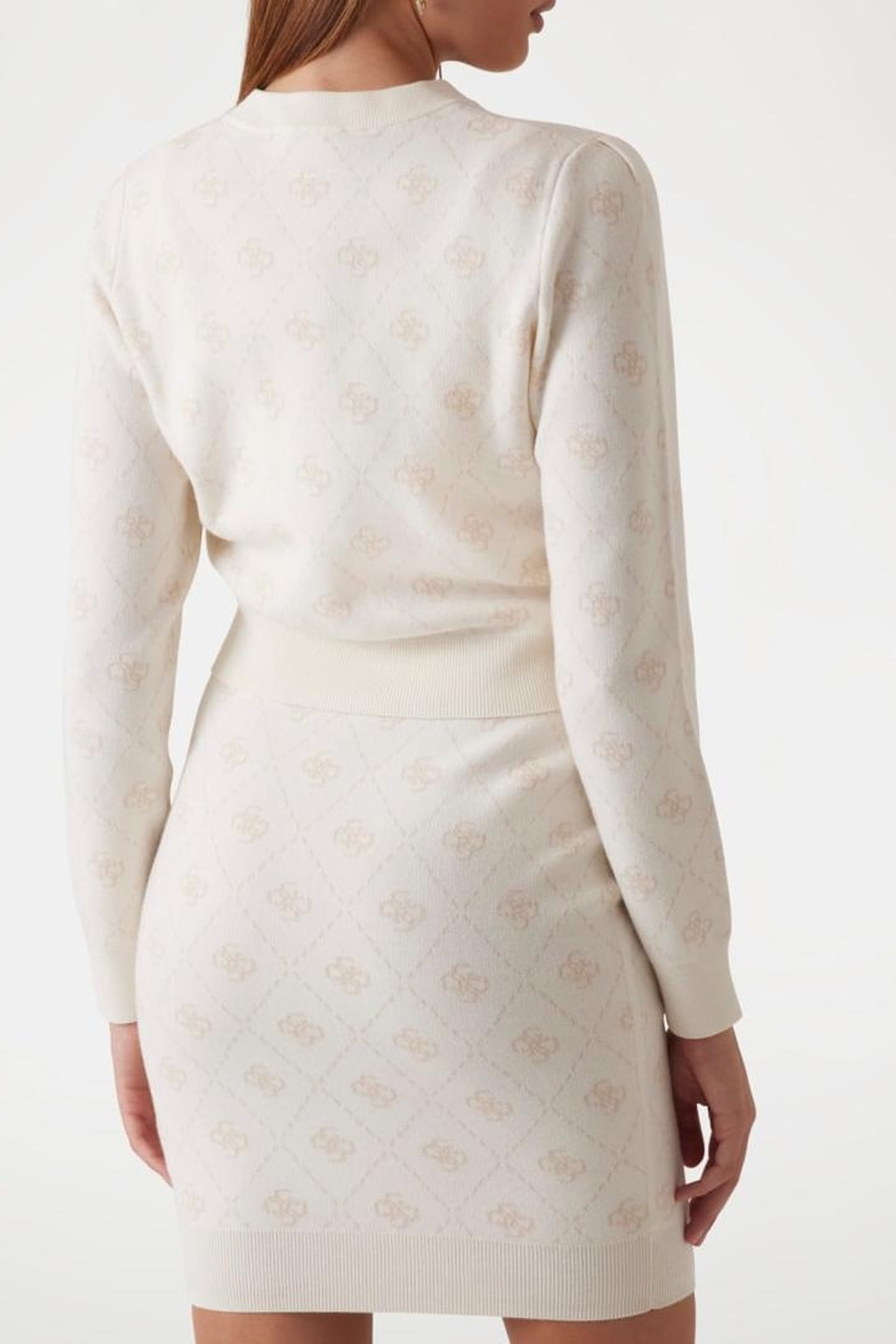 GUESS ECO SARAH 4G LS CN CARDI CREAM WHITE PEARL OY 1