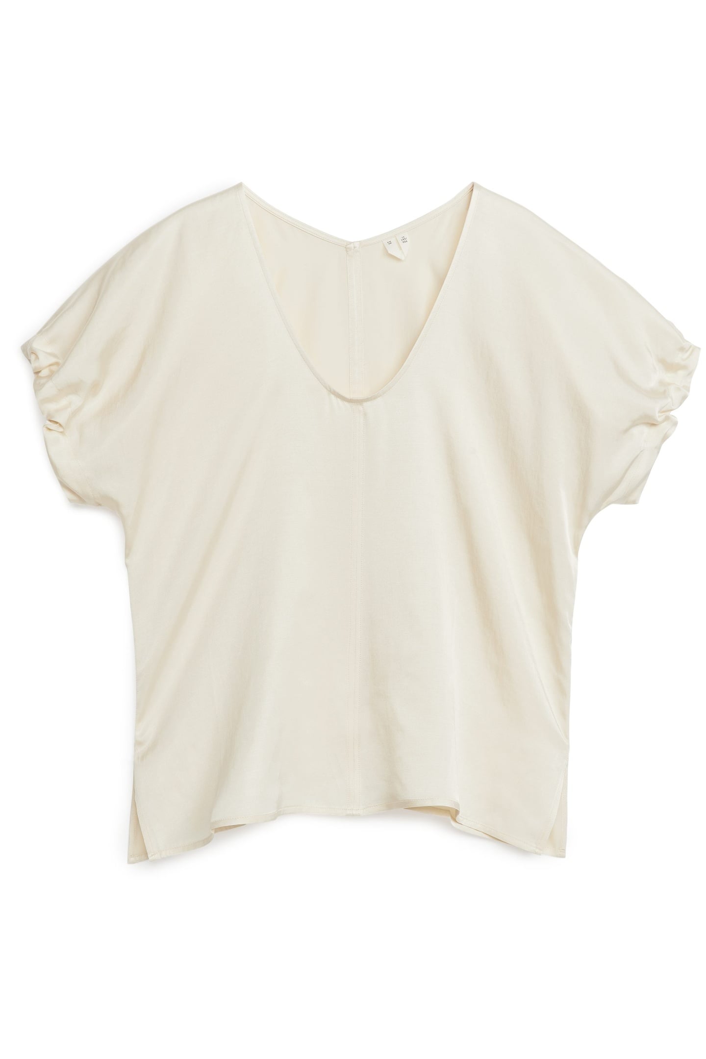 GARGANA GATHERED SLEEVE TOP BEIGE 3