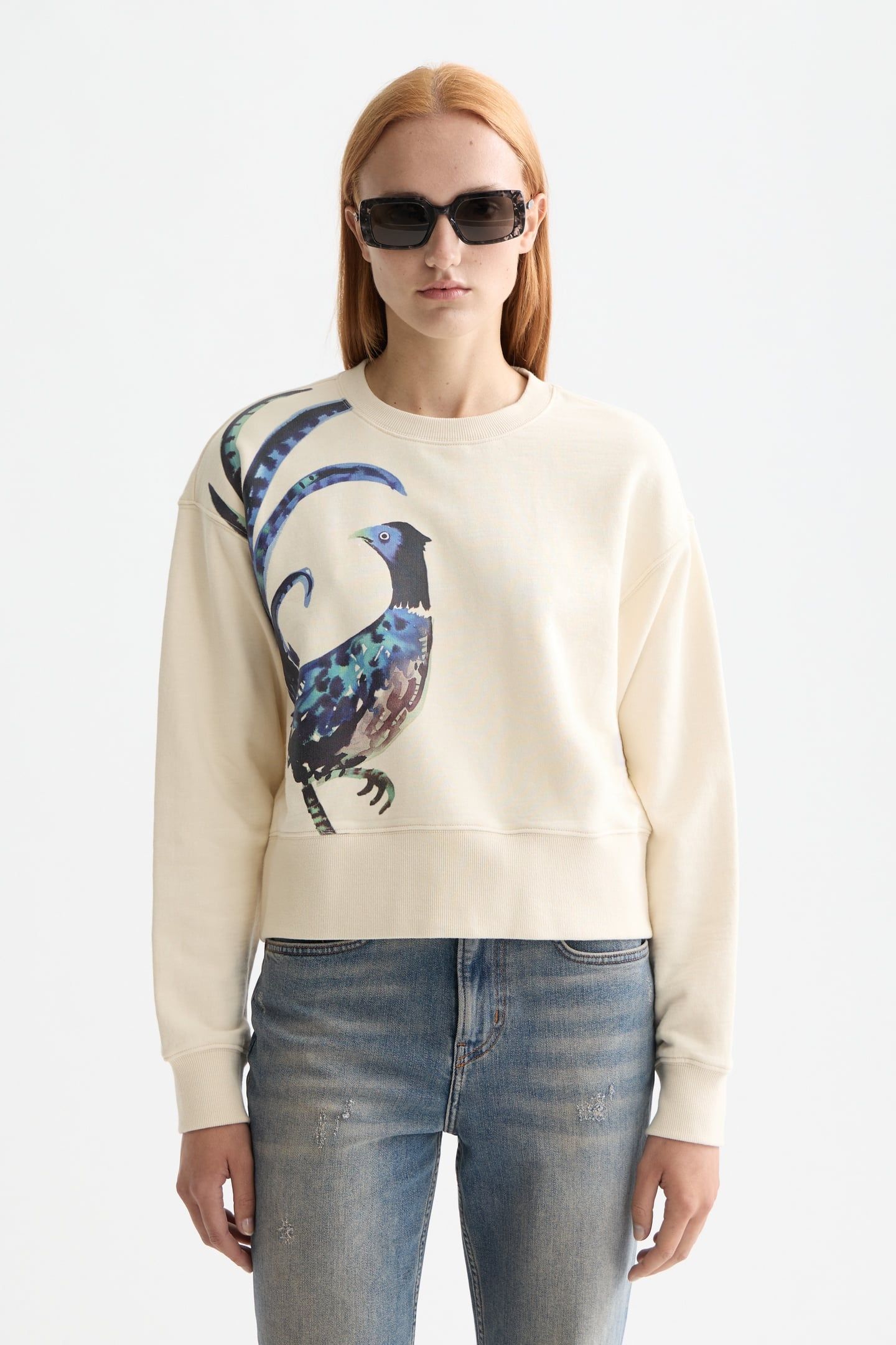 WASHED ARTWORK LOOSE FIT SWEATER EGGNOG 1