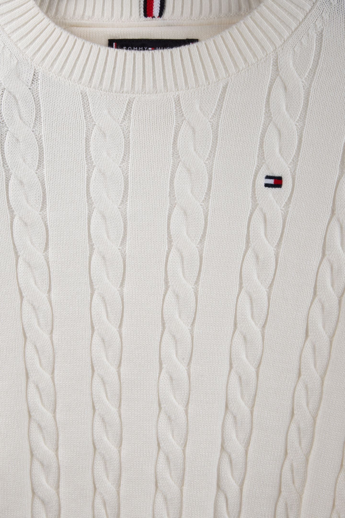 BOYS COTTON CABLE SWEATER IVORY SILK 4