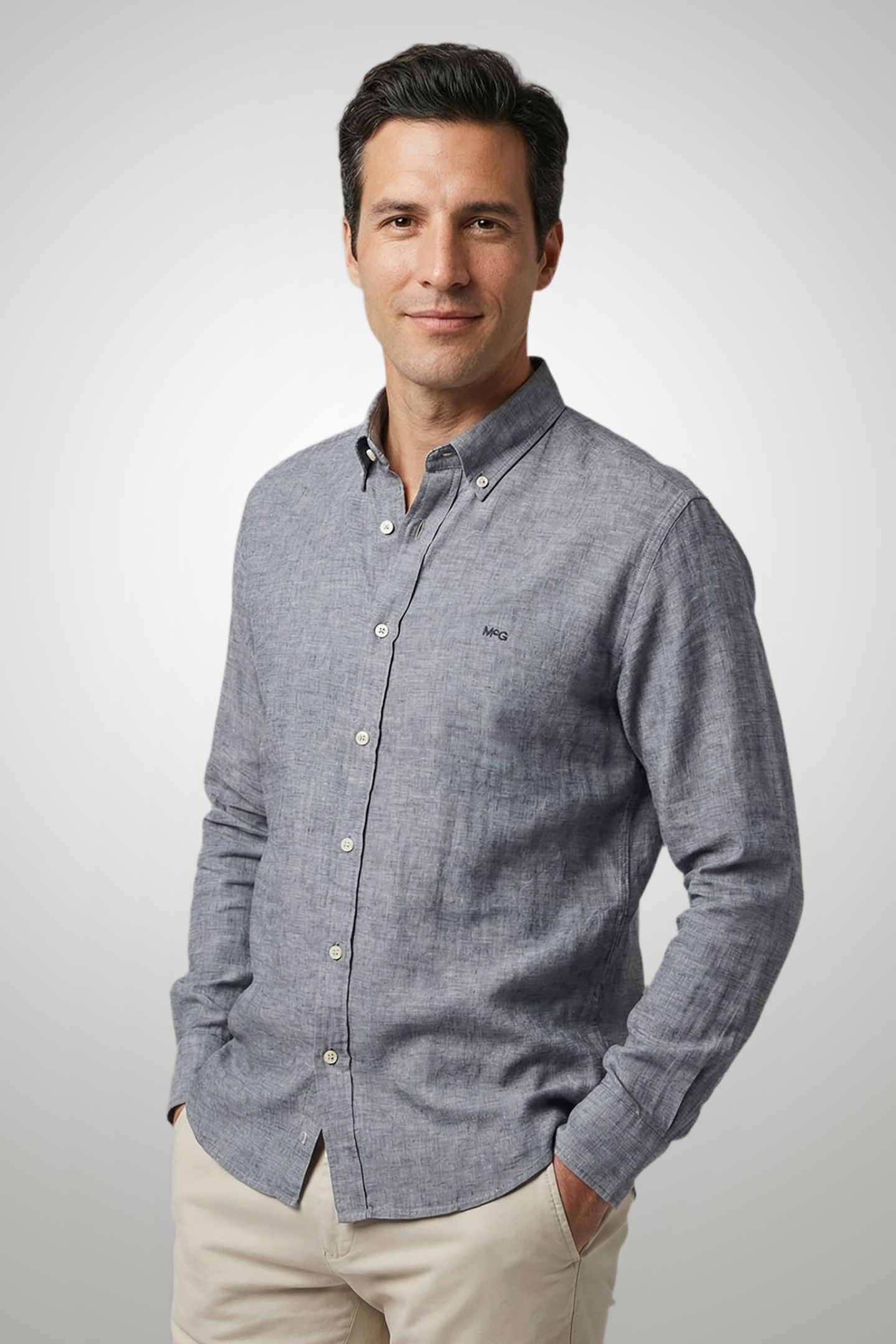 COTTON/LINNEN SHIRT NAVY 1
