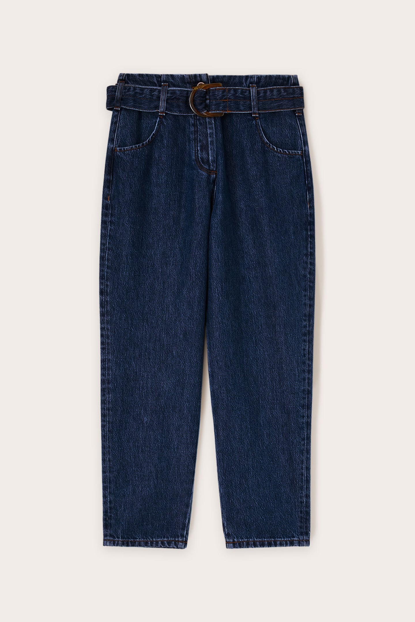 BALLOON FIT JEANS WITH LYOCELL BLEND BELT BLUE 4
