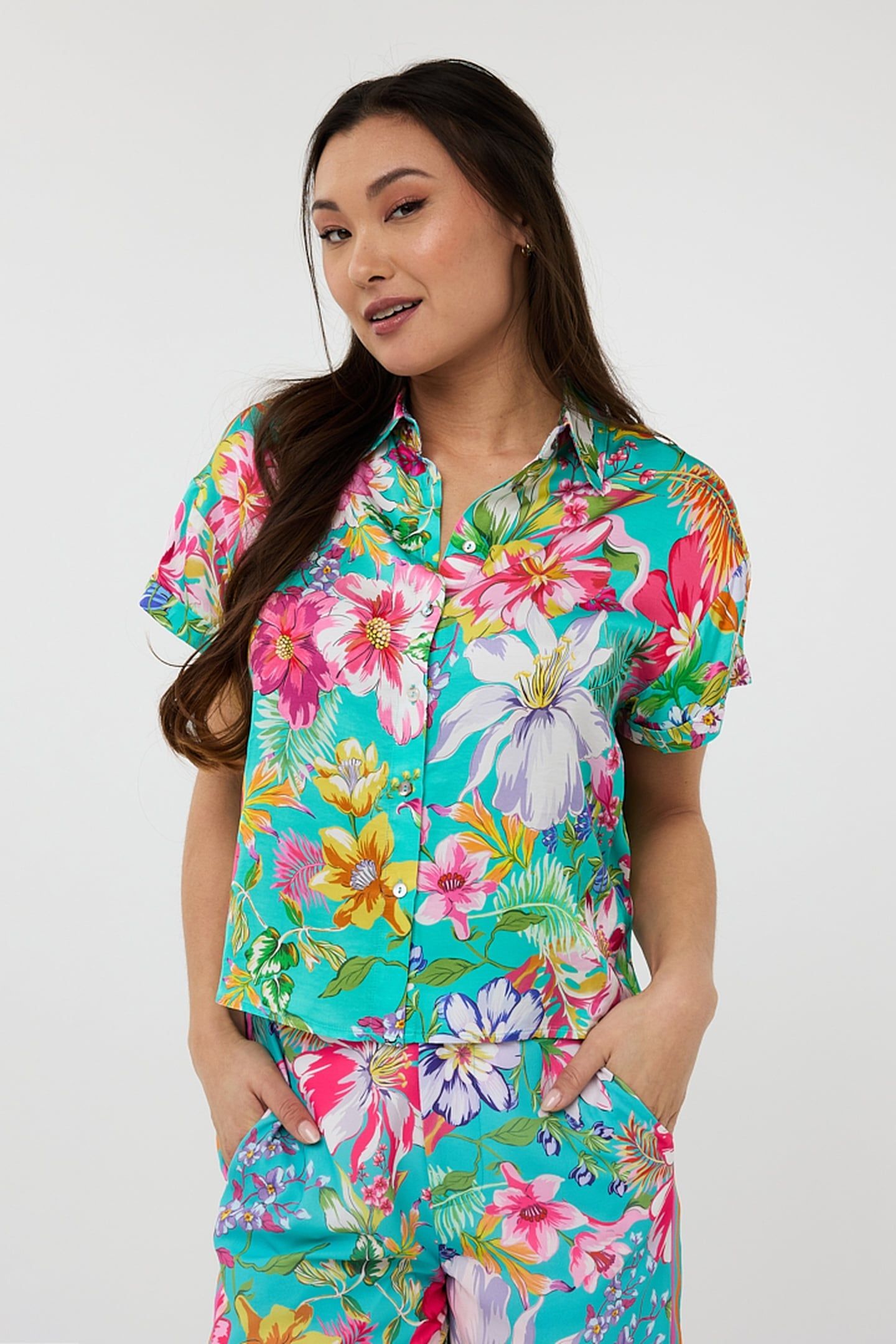 BLOUSE SHORT DISCO FLOWER PRINT 1