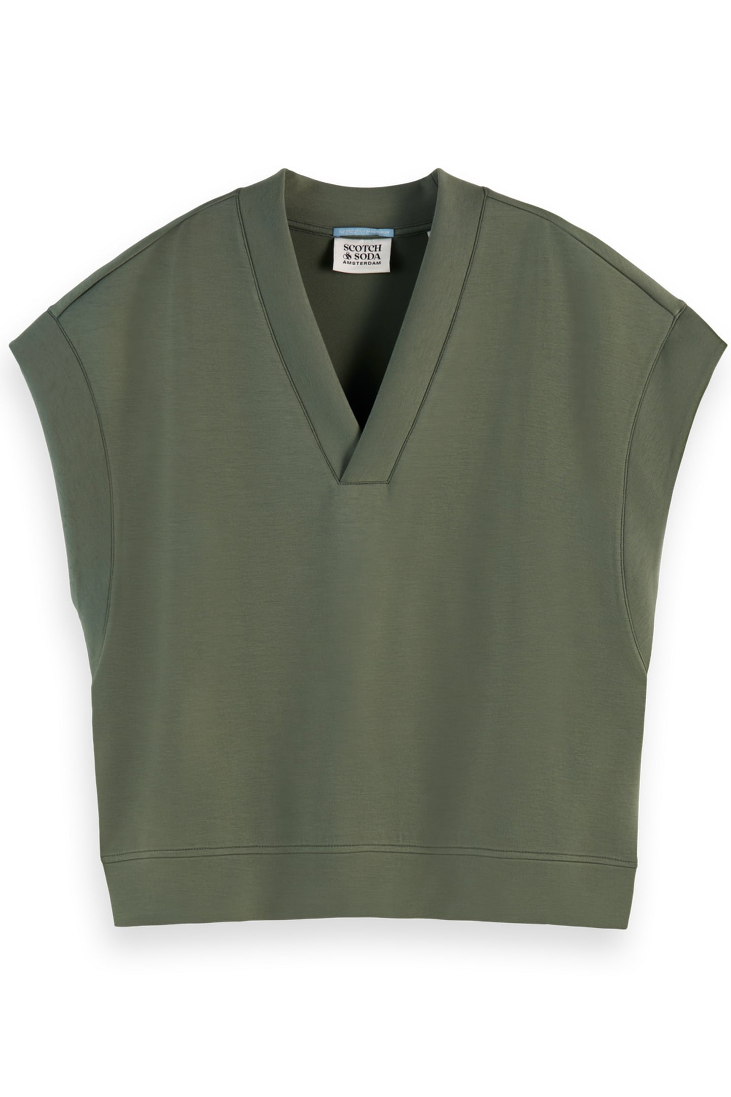 V-NECK SLEEVELESS MODAL SWEATSHIRT THYME 4