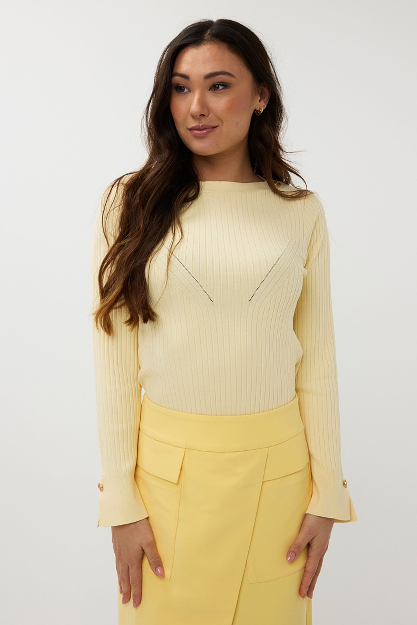 SWEATER RIB BASIC KNIT LIGHT YELLOW 2