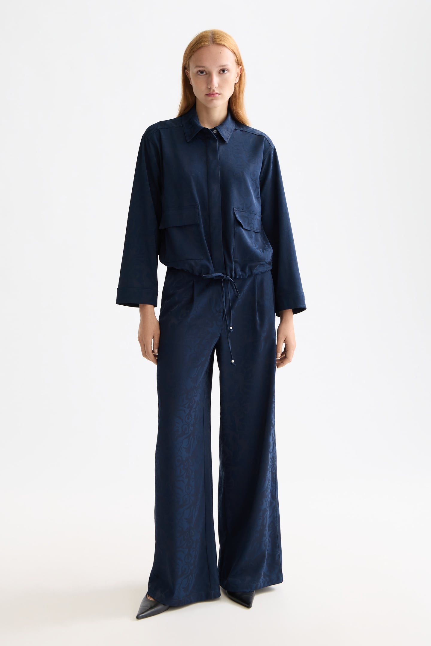 ELENI - HIGH RISE WIDE LEG PYJAMA PANTS SKY CAPTAIN 2