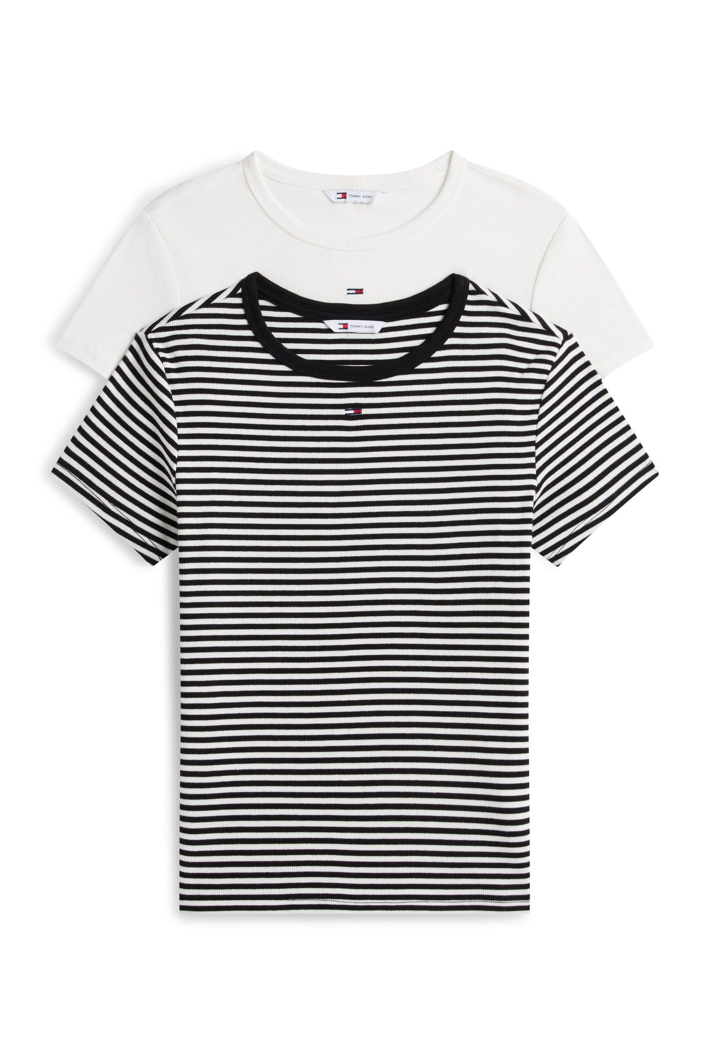 TJW 2-PACK SLIM ESSENTIAL T-SHIRT ECRU/ BLACK WHITE STRIPE 1