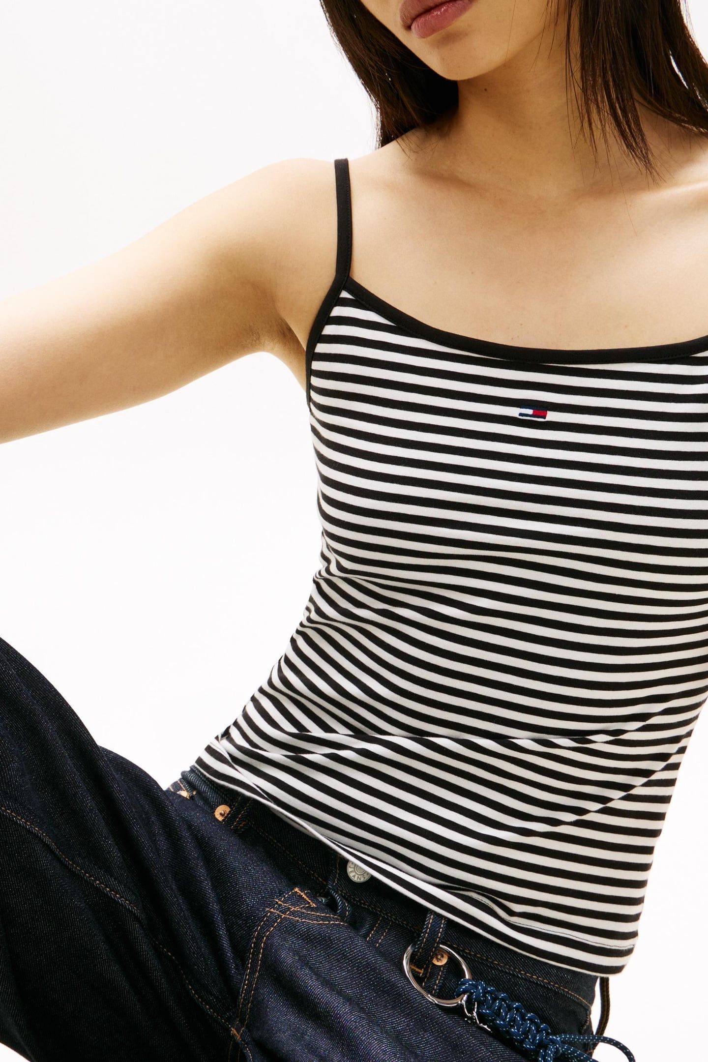 TJW ESSENTIAL STRAP T-SHIRT BLACK/ECRU STRIPE 5