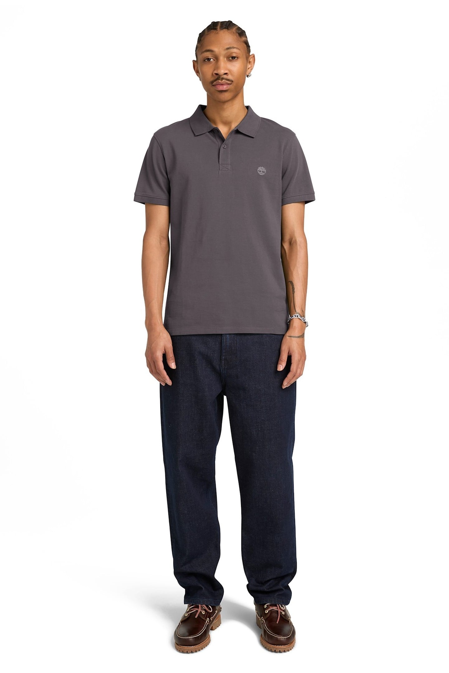 SHORT SLEEVE STRETCH POLO DARK GREY 1