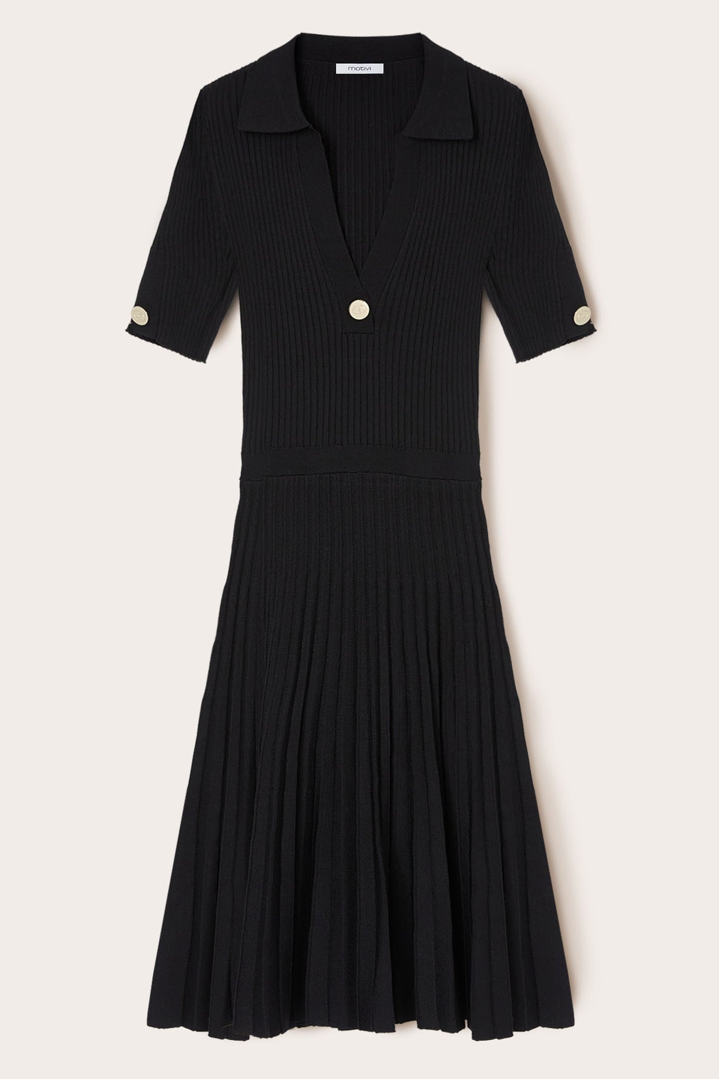 RIBBED KNIT DRESS WITH COLLAR BLACK 4