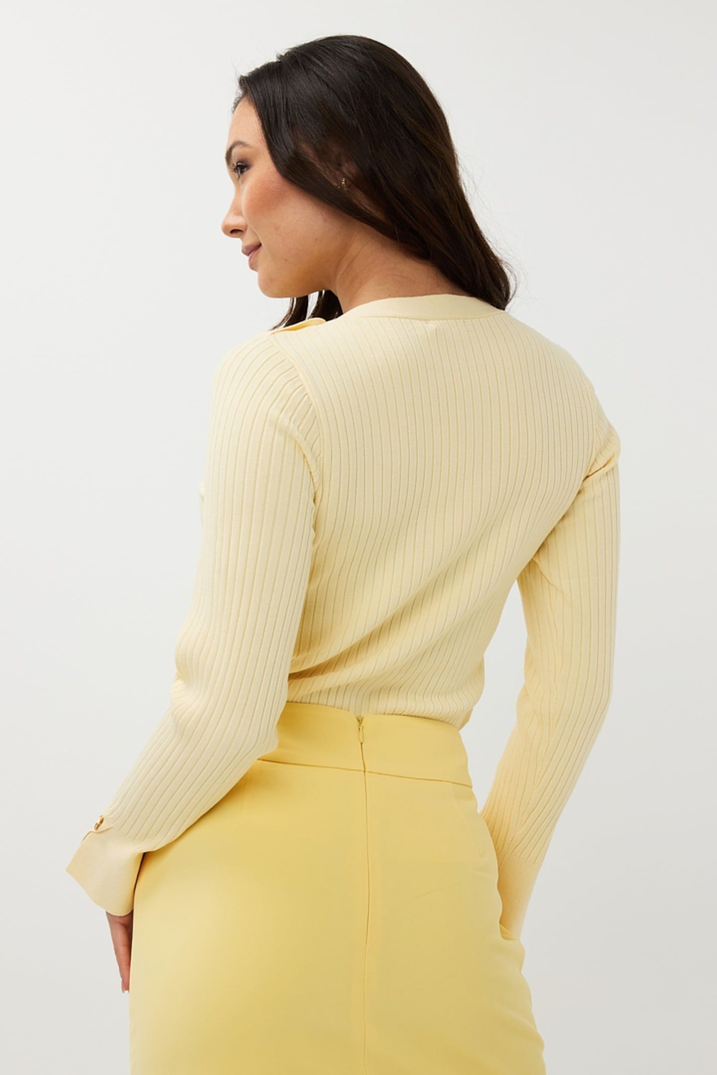SWEATER RIB BASIC KNIT LIGHT YELLOW 3