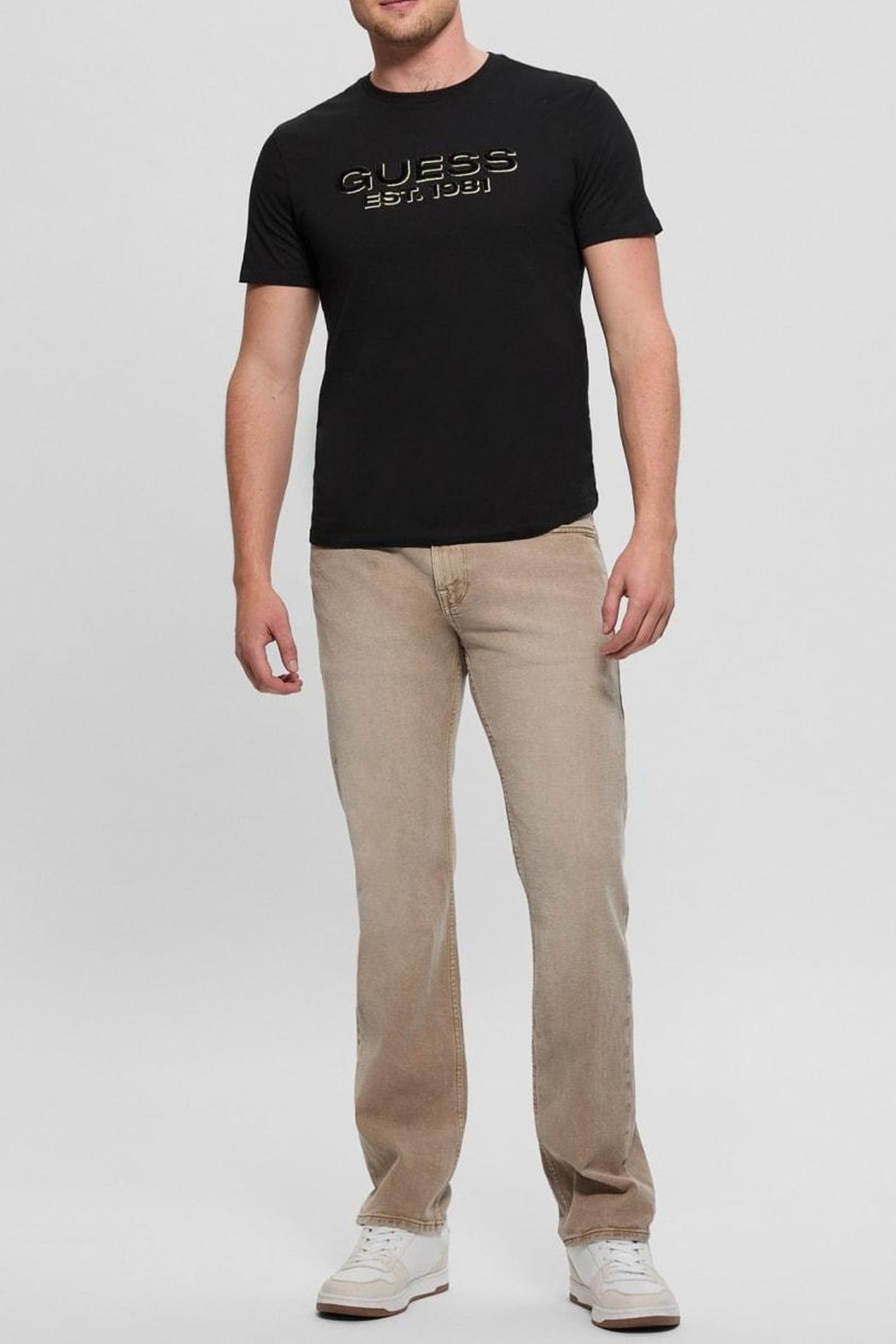 GUESS ECO SS BSC VELVET LOGO T JET BLACK A996 5