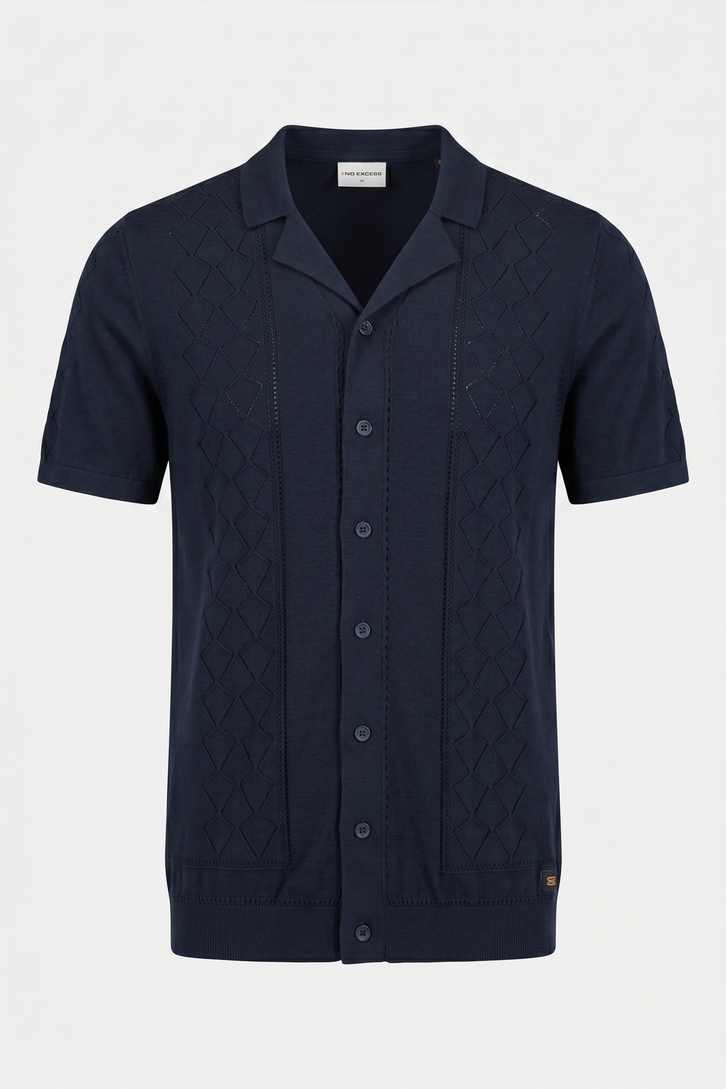 PULLOVER SHORT SLEEVE FULL BUTTON POLO SOLID JACQUARD NIGHT 3