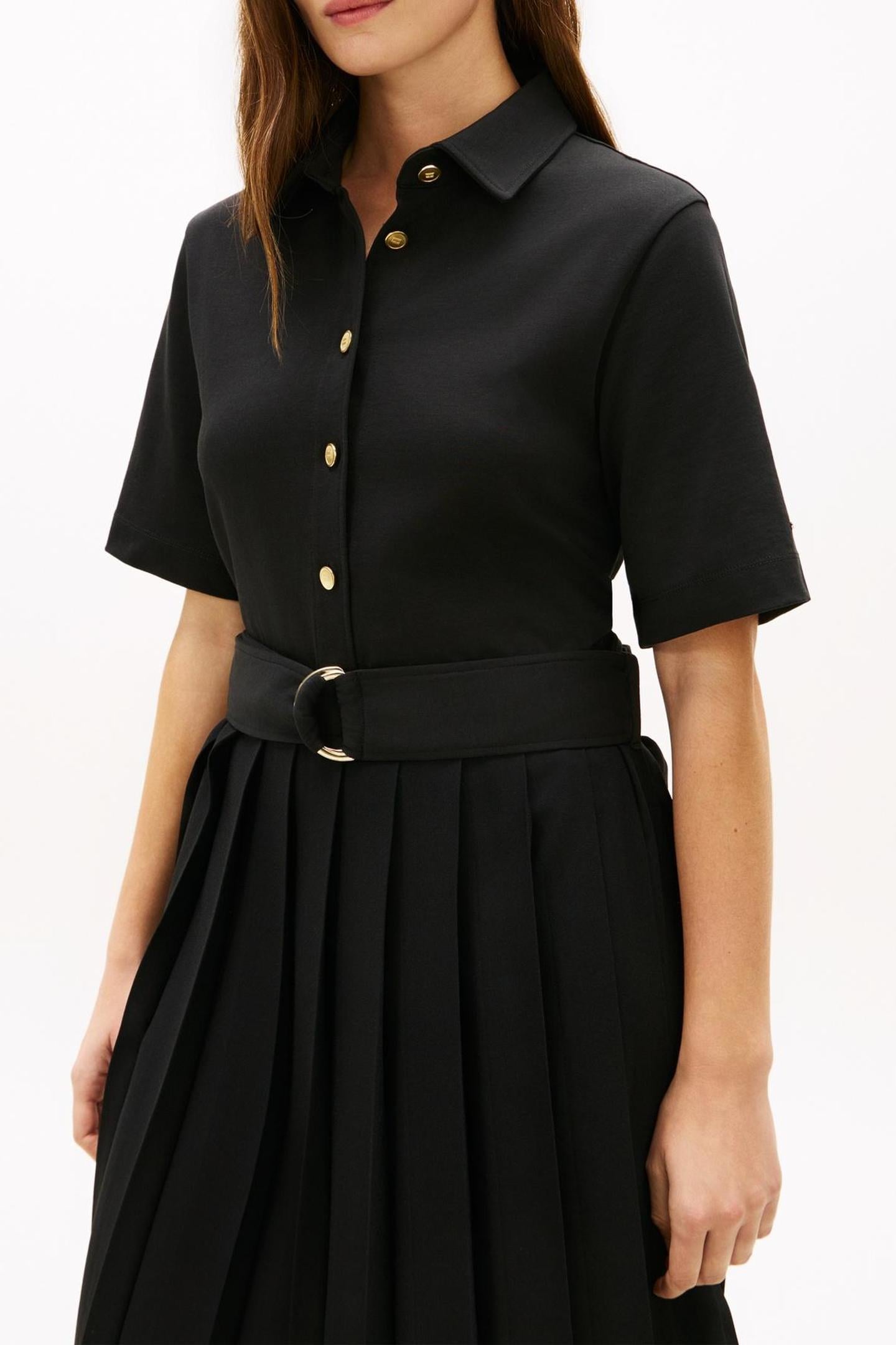 GOLD BUTTON MIX DRESS BLACK 4