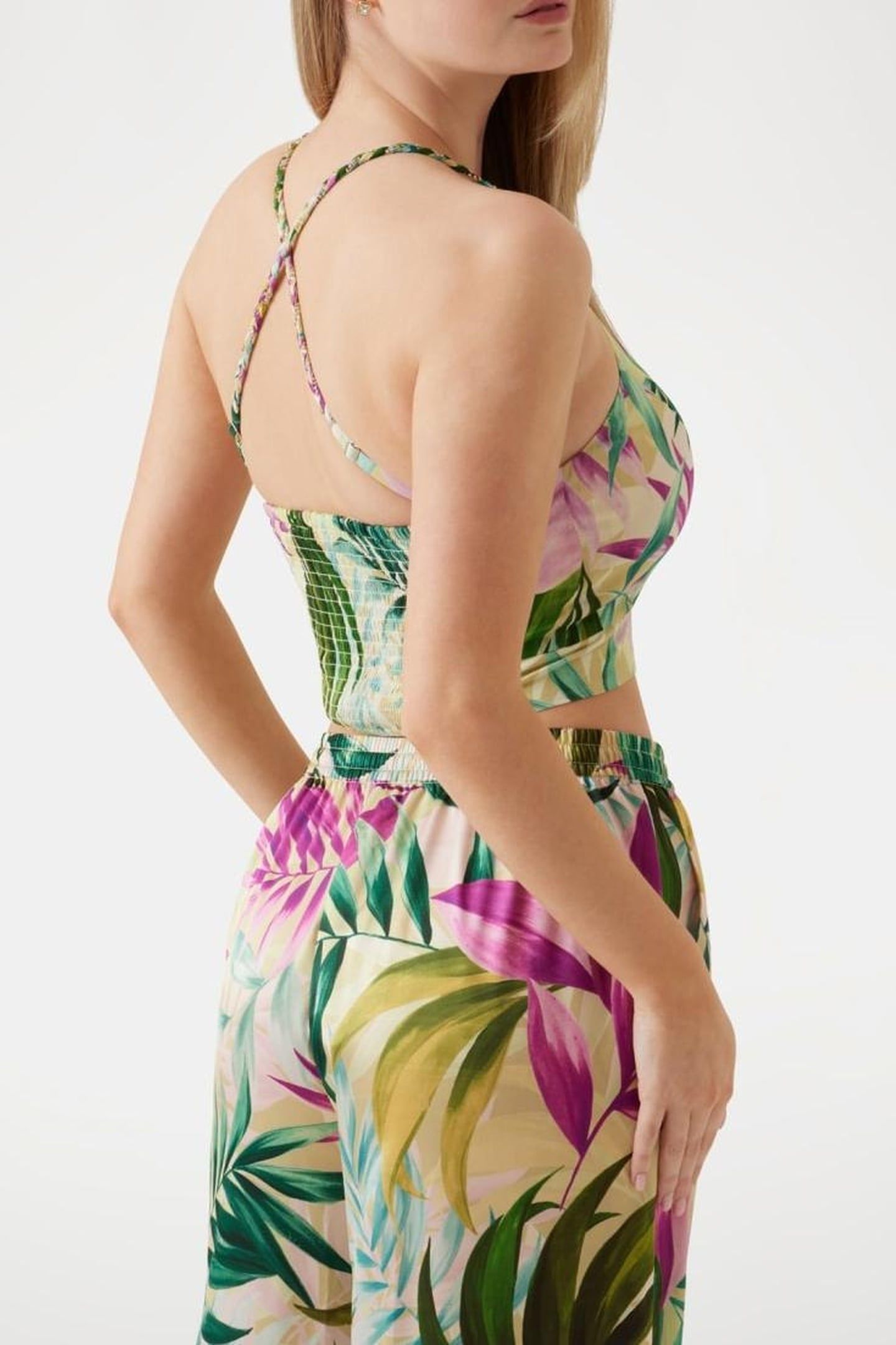 GUESS ECO SL GAELLE CROP TOP TROPICAL ESCAPE PRIN 2