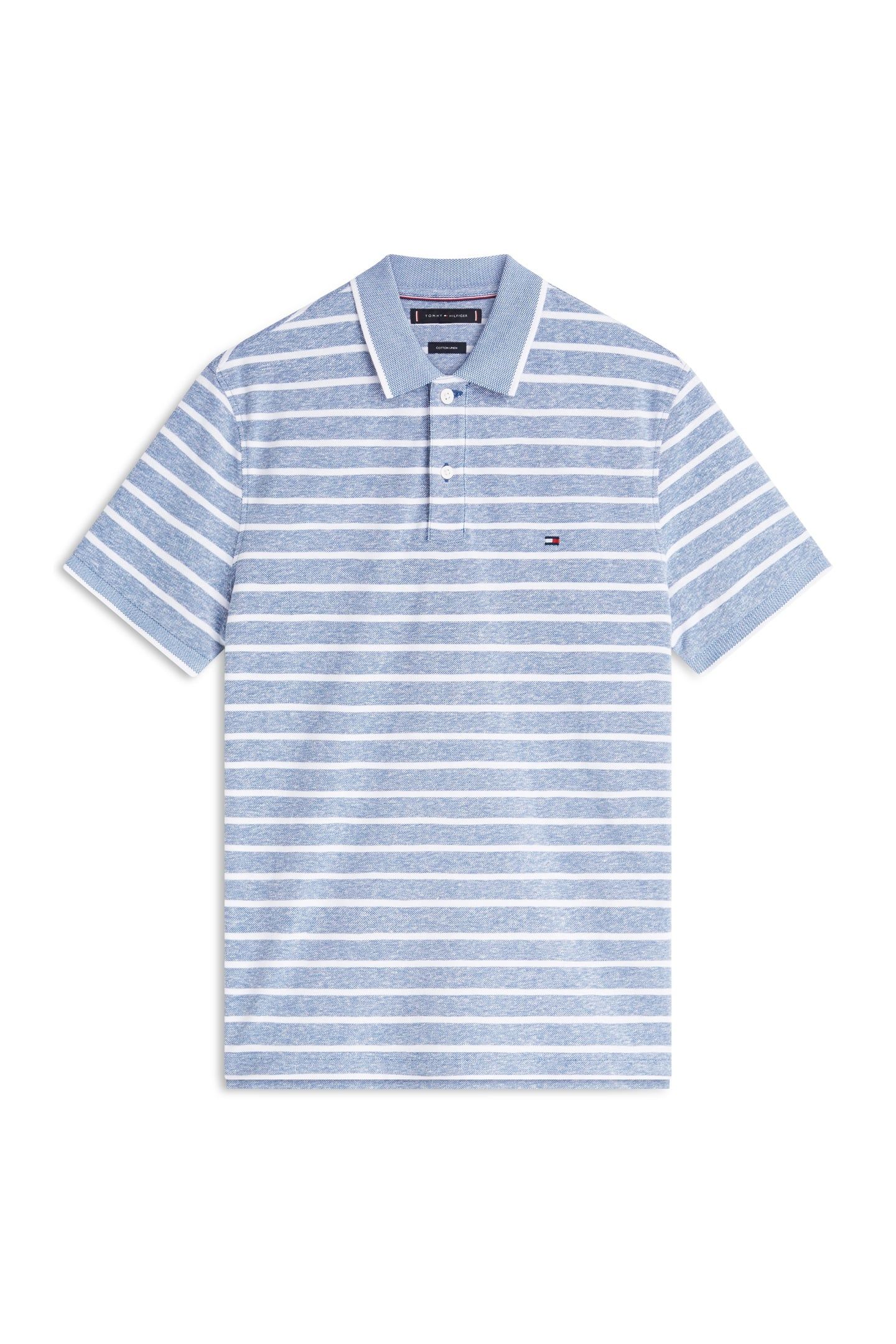 COTTON LINEN PIQUE POLO BLUE JEAN/WHITE 4