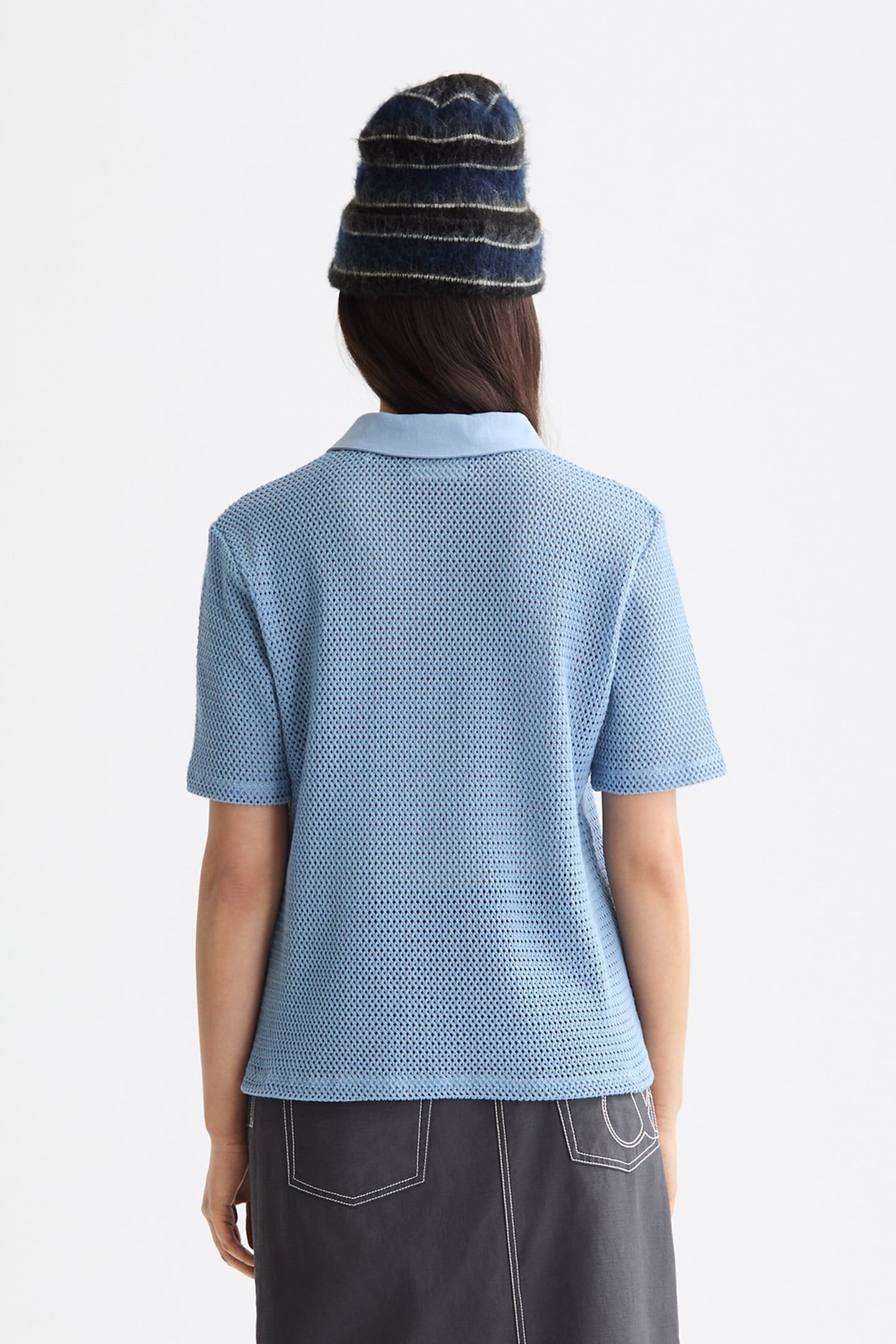 CROCHET POLO FADED DENIM 3