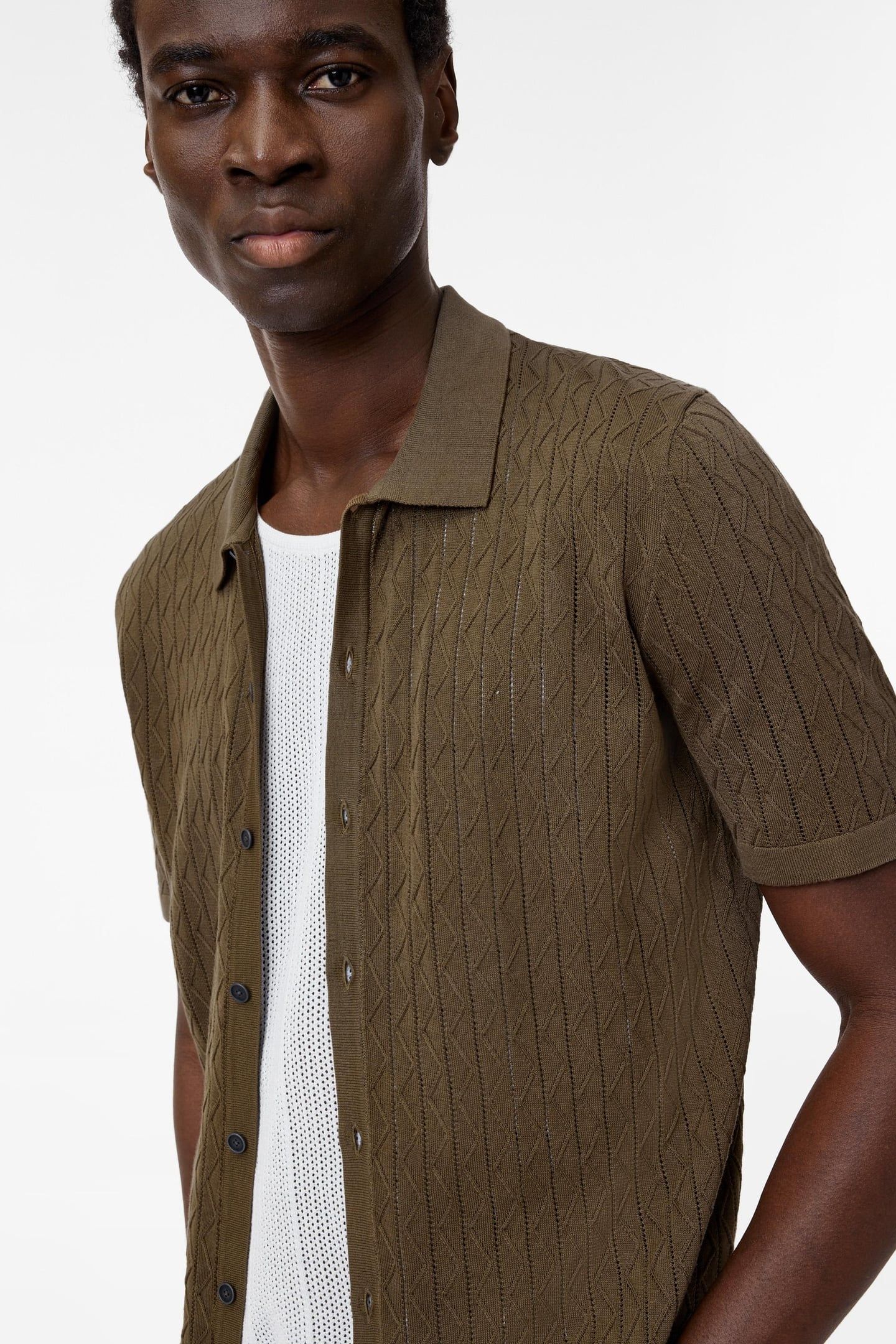 MOORE SS TEXTURE SWEATER SHIRT MUSHROOM 2