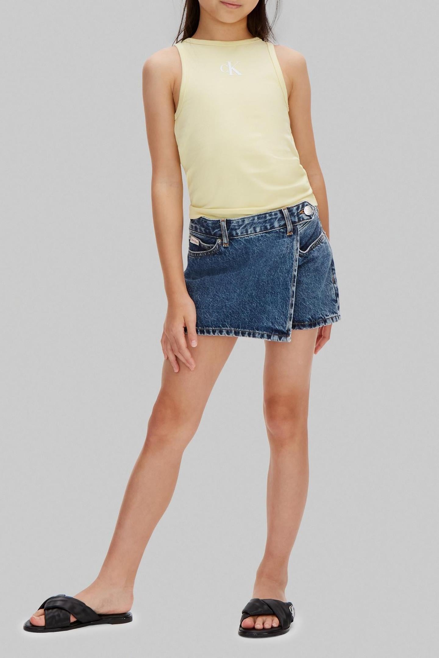 GIRLS DENIM WRAP SKORT BECKFORD WASH 1