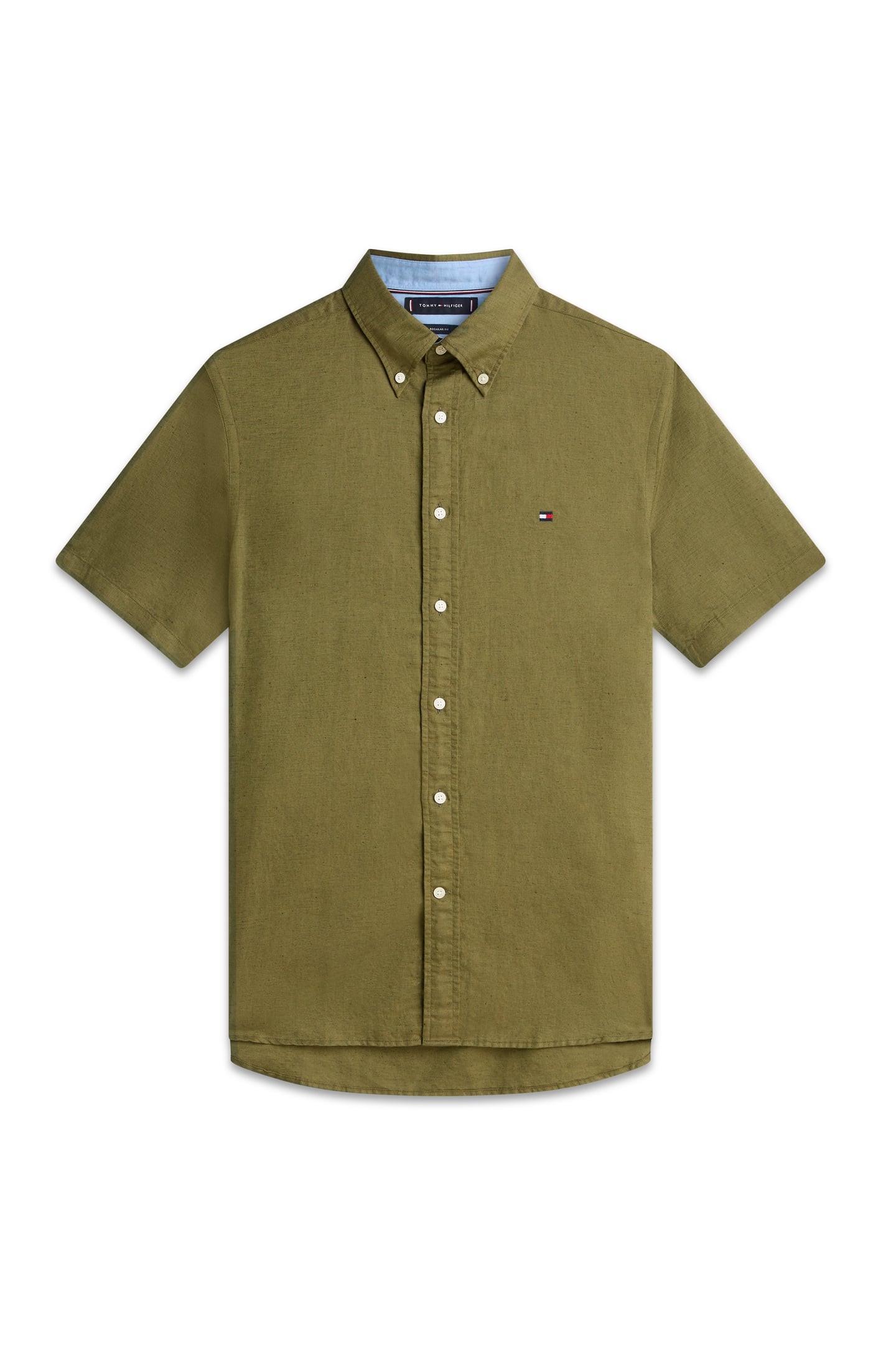 LINEN BLEND SOLID SS SHIRT DARK ARTICHOKE 4