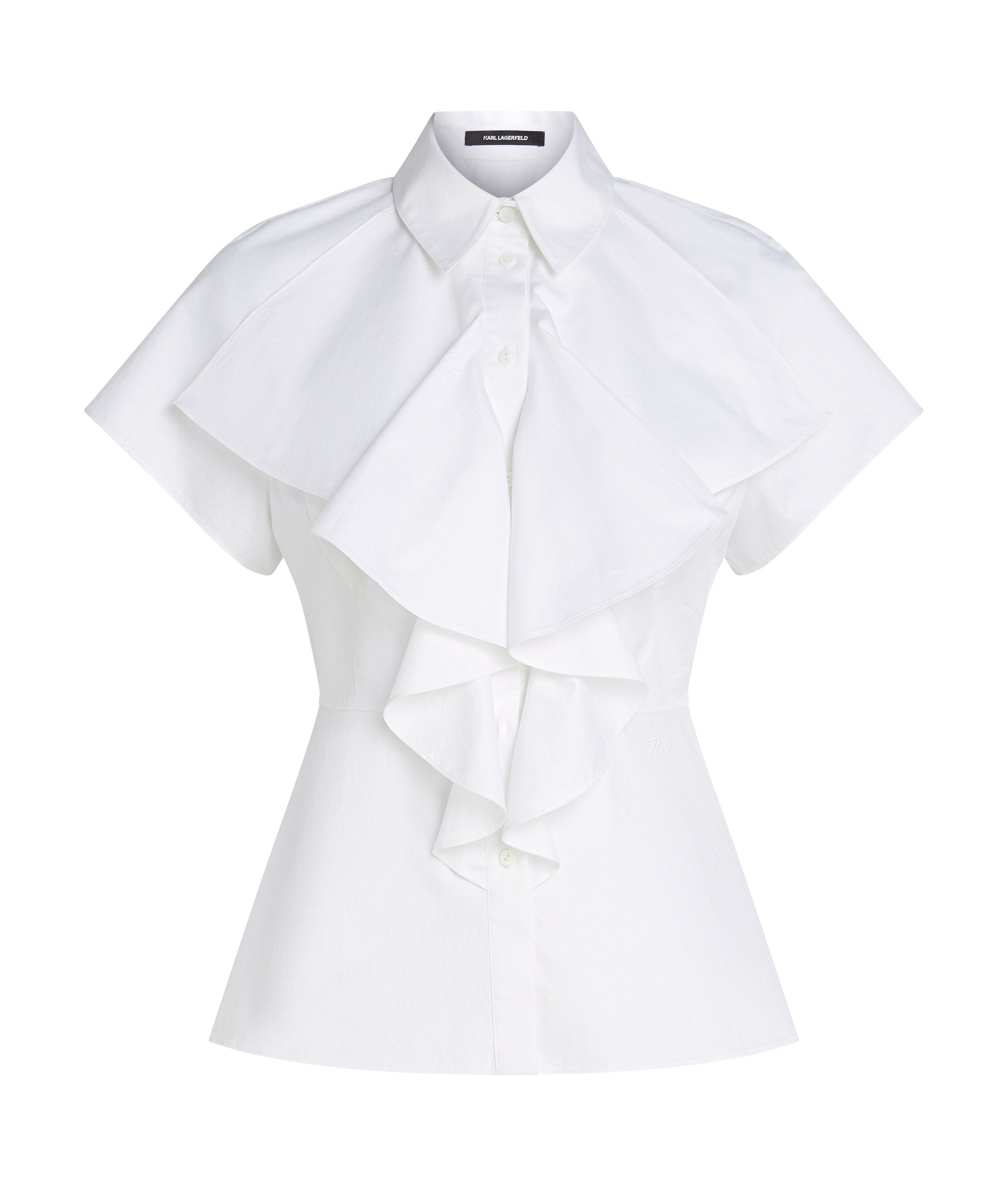 FRONT RUFFLE SSLV POPLIN SHIRT WHITE 5