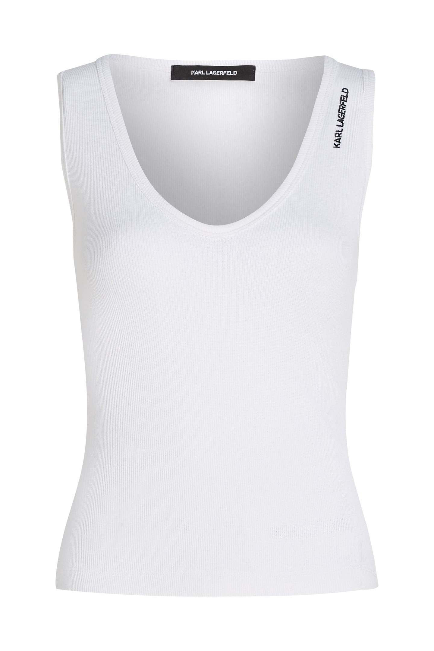 RIBBED V-NECK TANK TOP WHITE 4