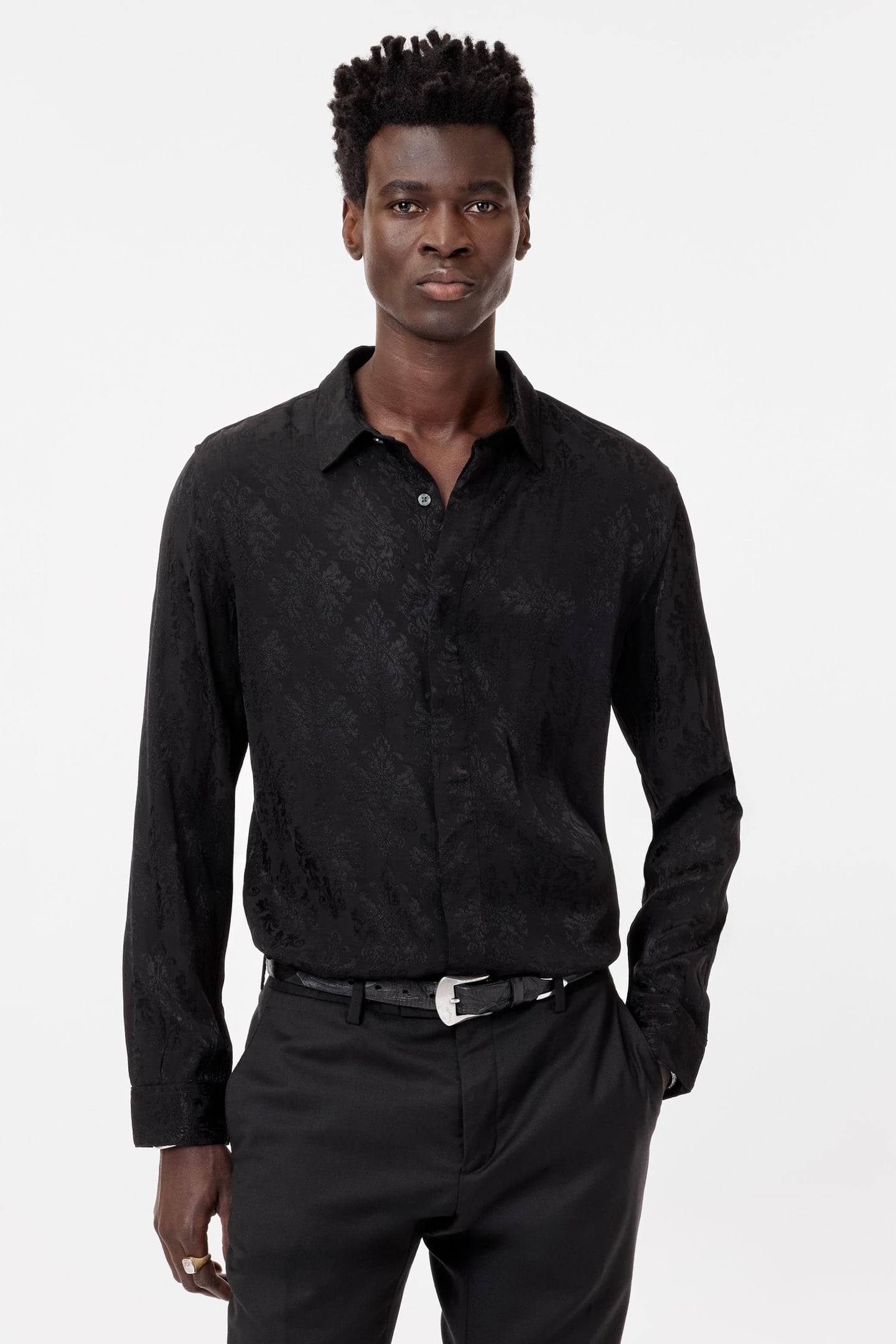 RODNEY COVERED PLACKET LS SHIRT EBONY 1