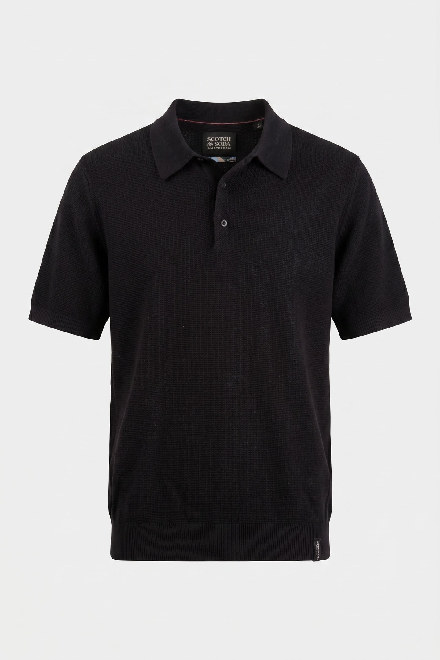STRUCTURED KNITTED SOLID POLO BLACK 4