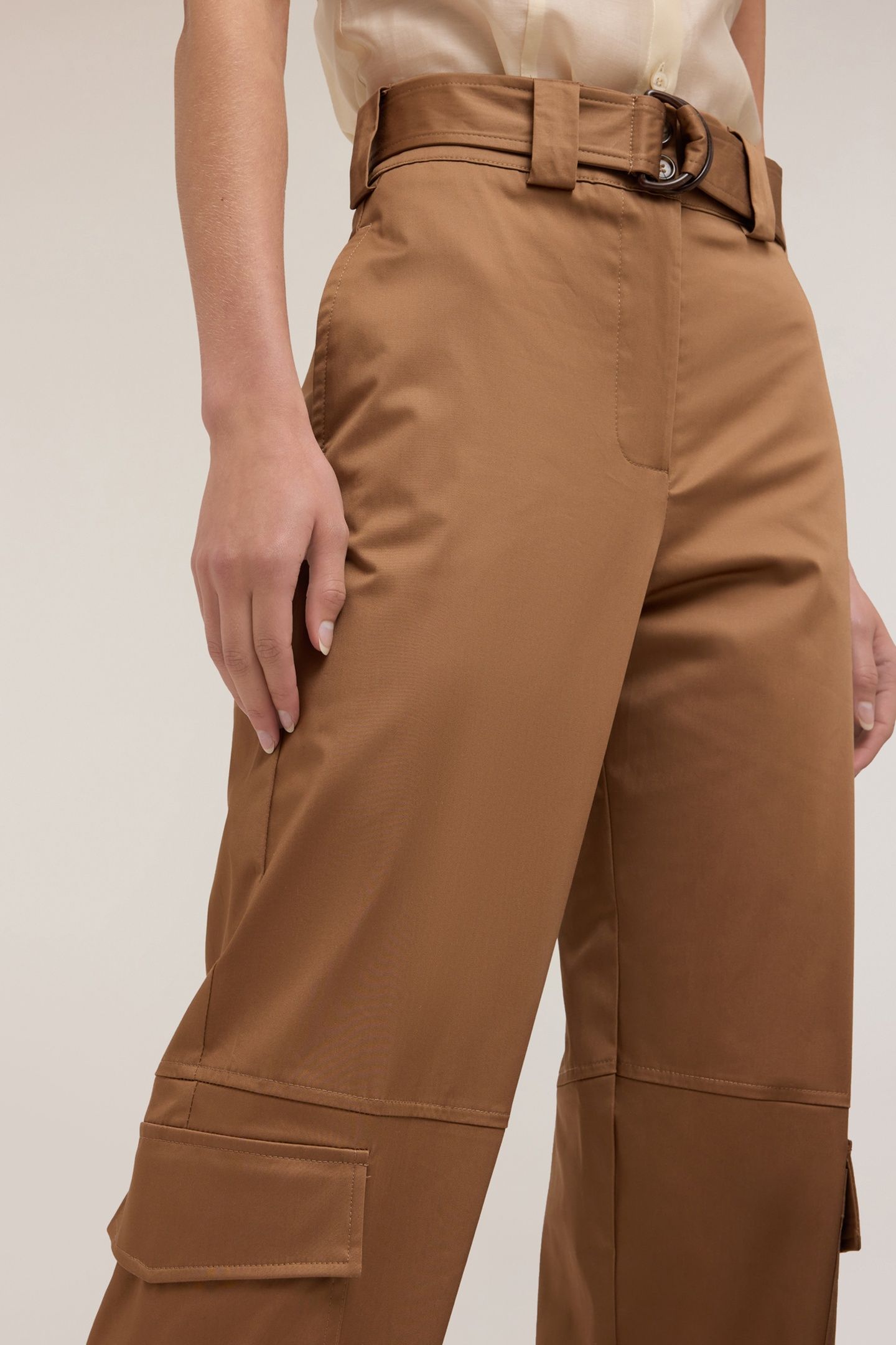 SATIN CARGO TROUSERS BROWN 5