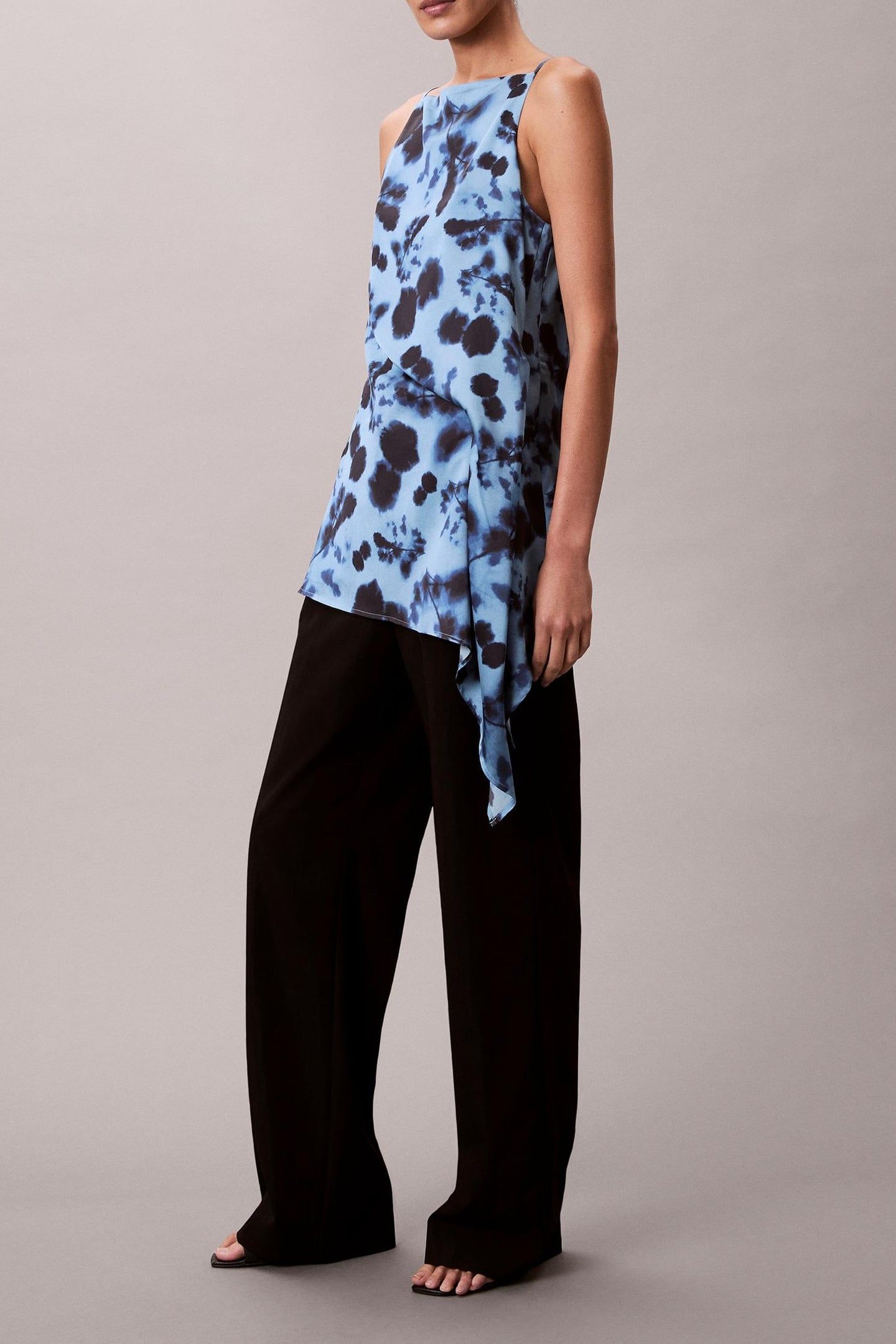 PRINTED SATIN TWISTE SHIRT BLUE 2