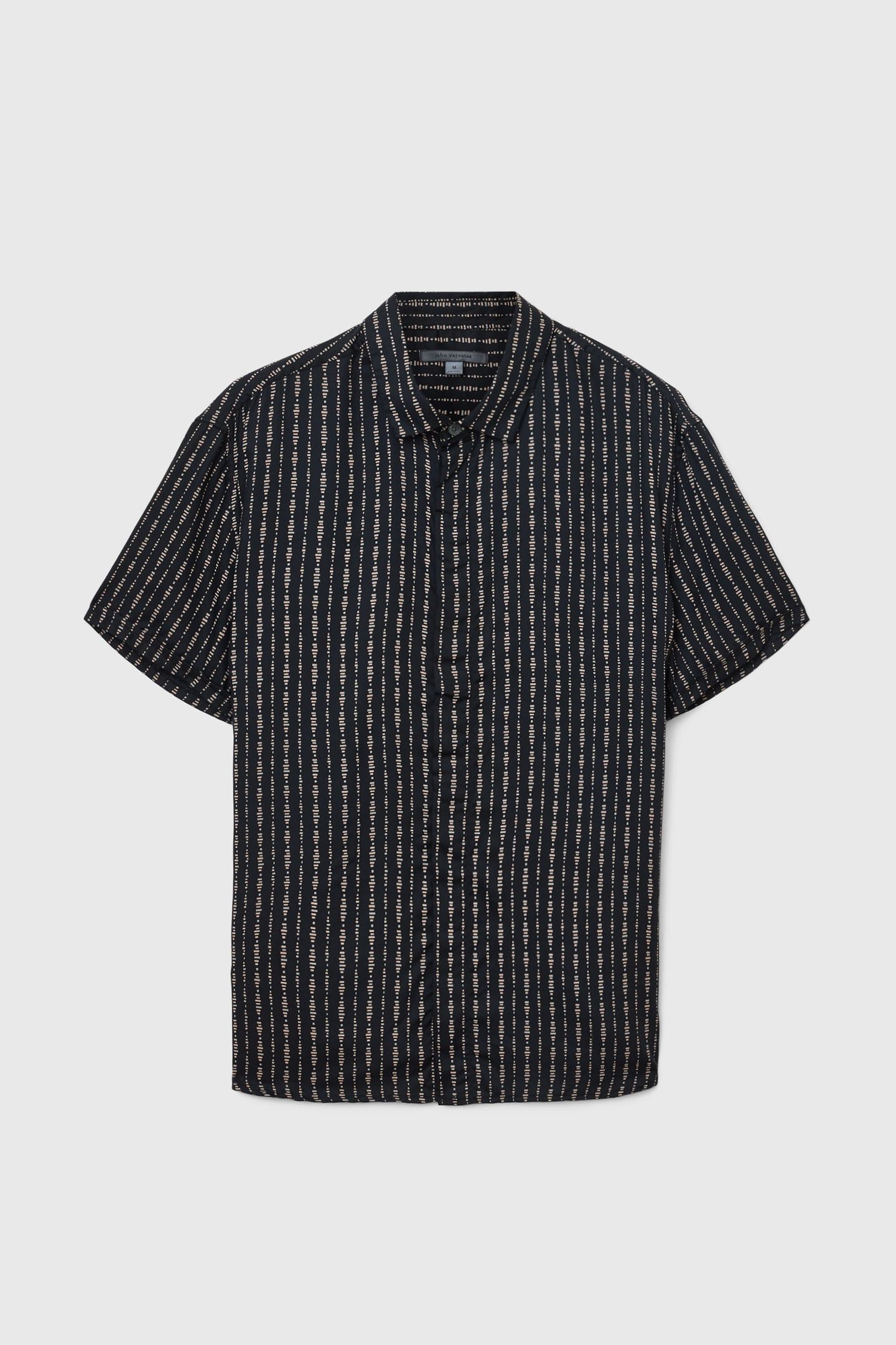 LOREN SS COVERED PLACKET SHIRT IN STRIAT BLACK 2