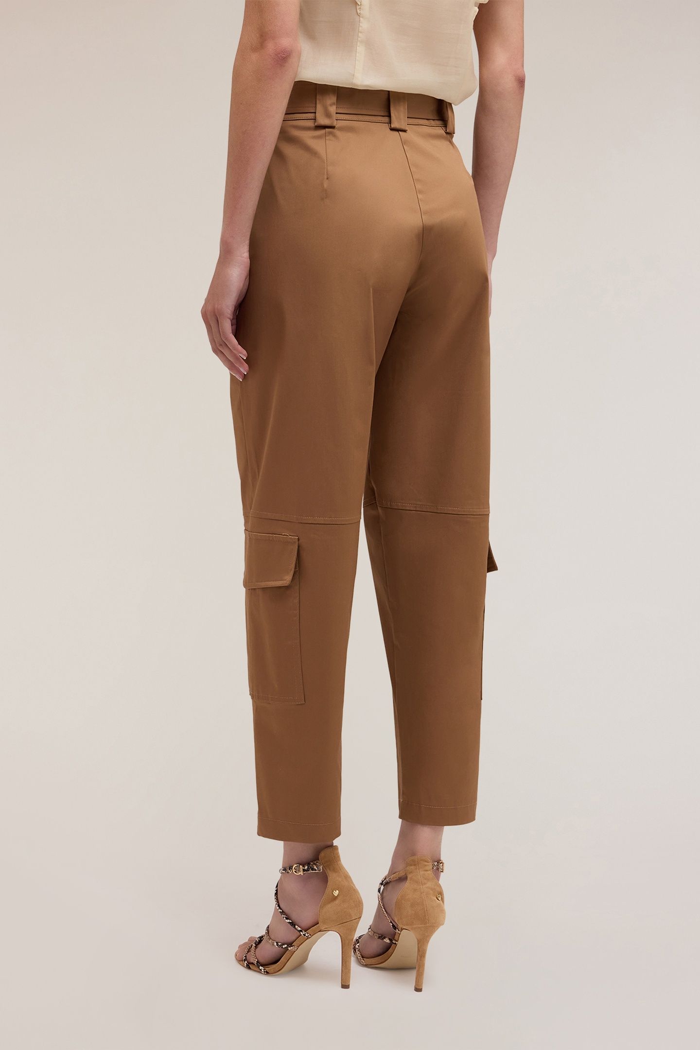 SATIN CARGO TROUSERS BROWN 2