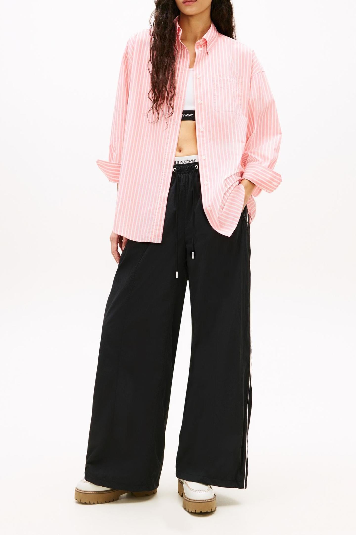 TJW OVS POPLIN SHIRT TROPICAL BLUSH/STRIPE 2