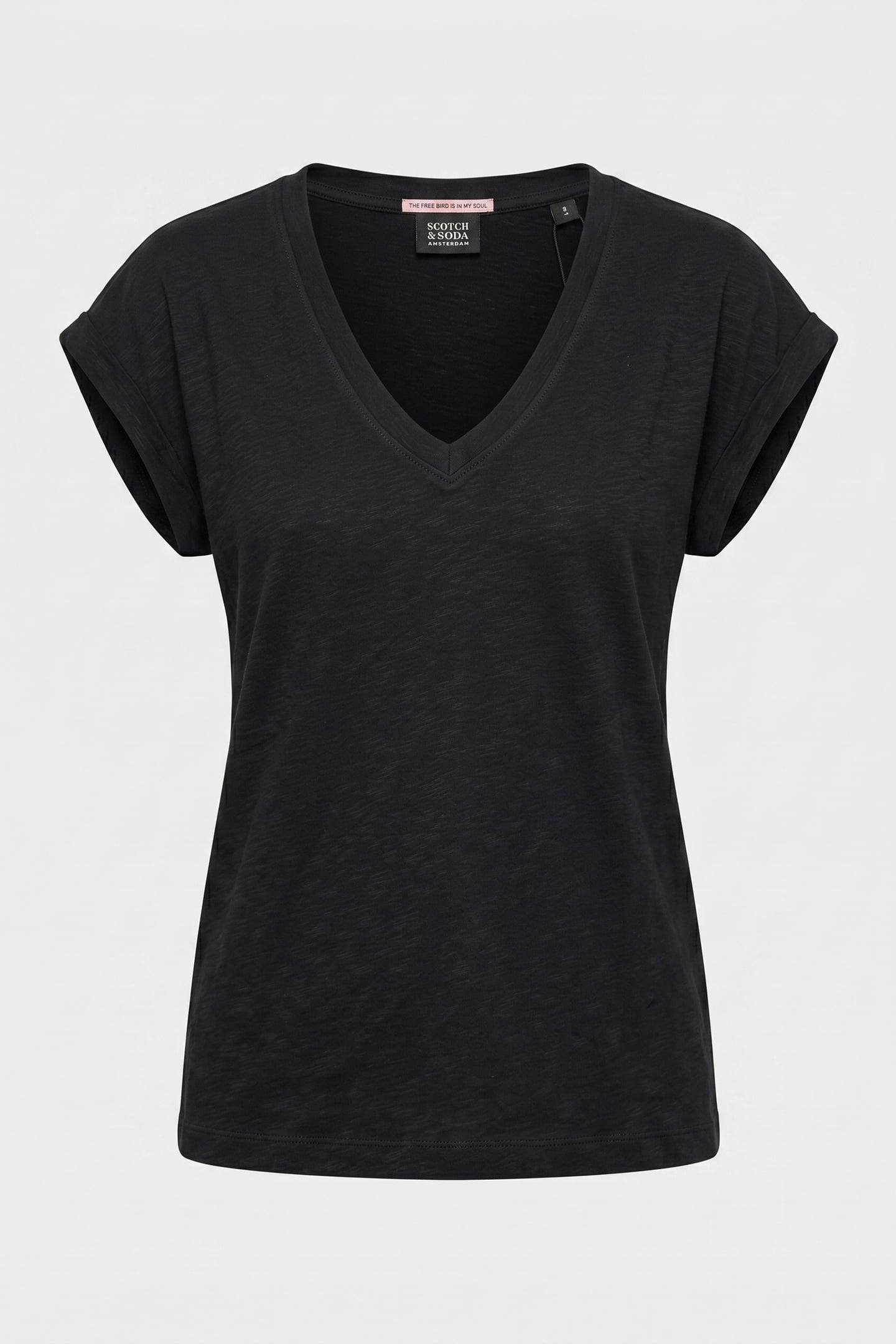 SLUB V-NECK T-SHIRT BLACK 3