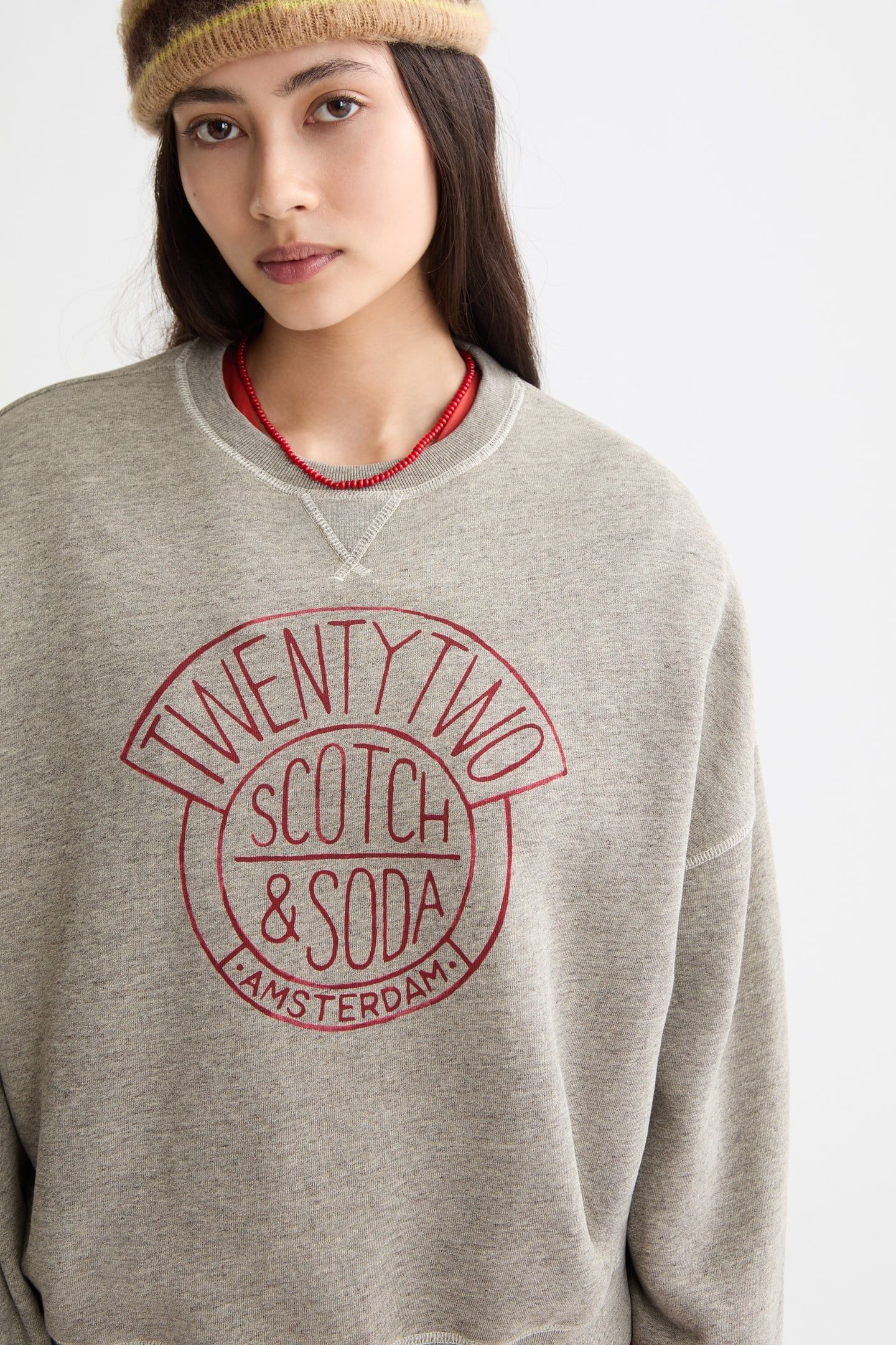 WASHED OVERSIZED FIT SWEATSHIRT WITH GRAPHIC GREY MELANGE 3