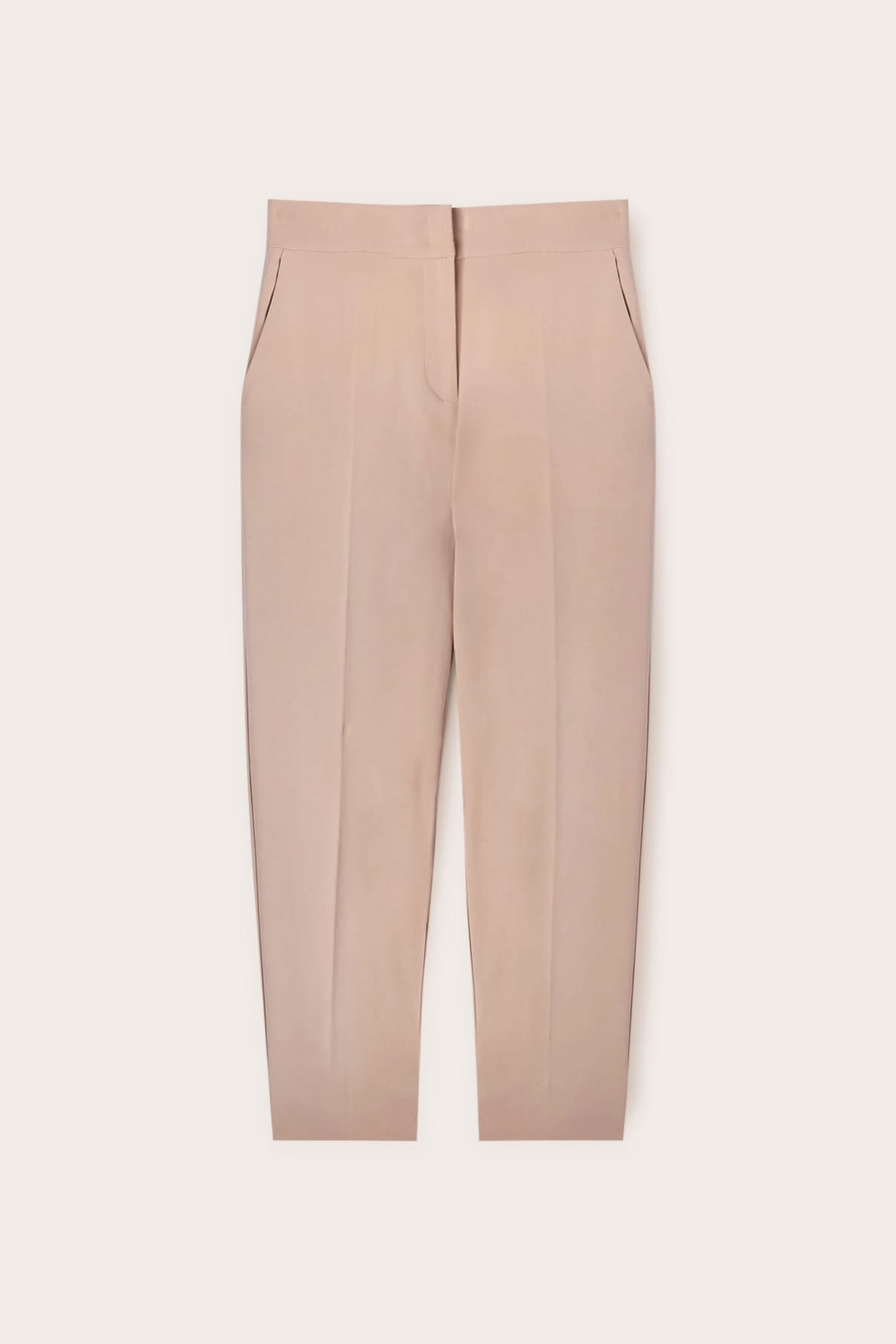 HIGH-WAISTED REGULAR-FIT TROUSERS BEIGE 4