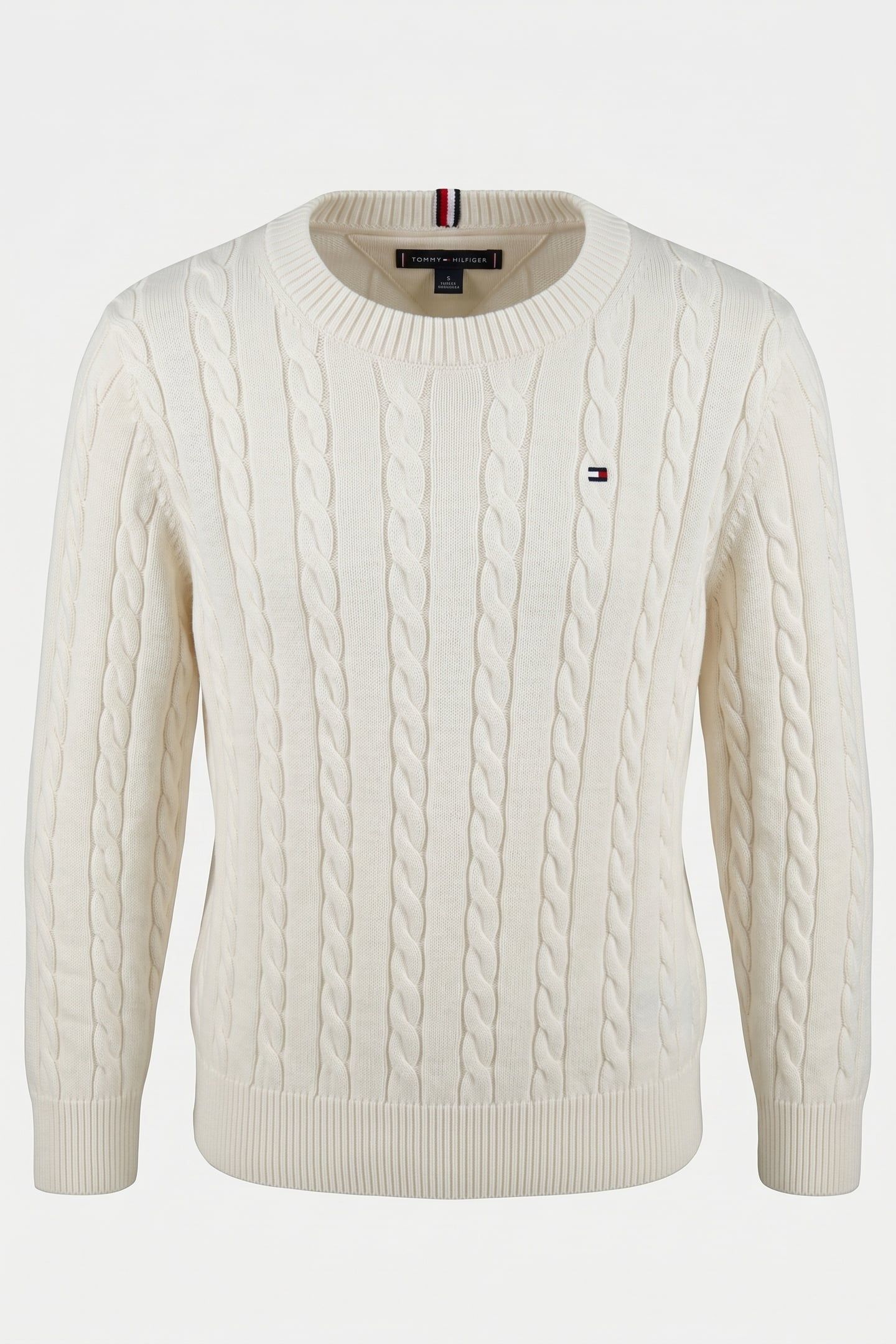 BOYS COTTON CABLE SWEATER IVORY SILK 2