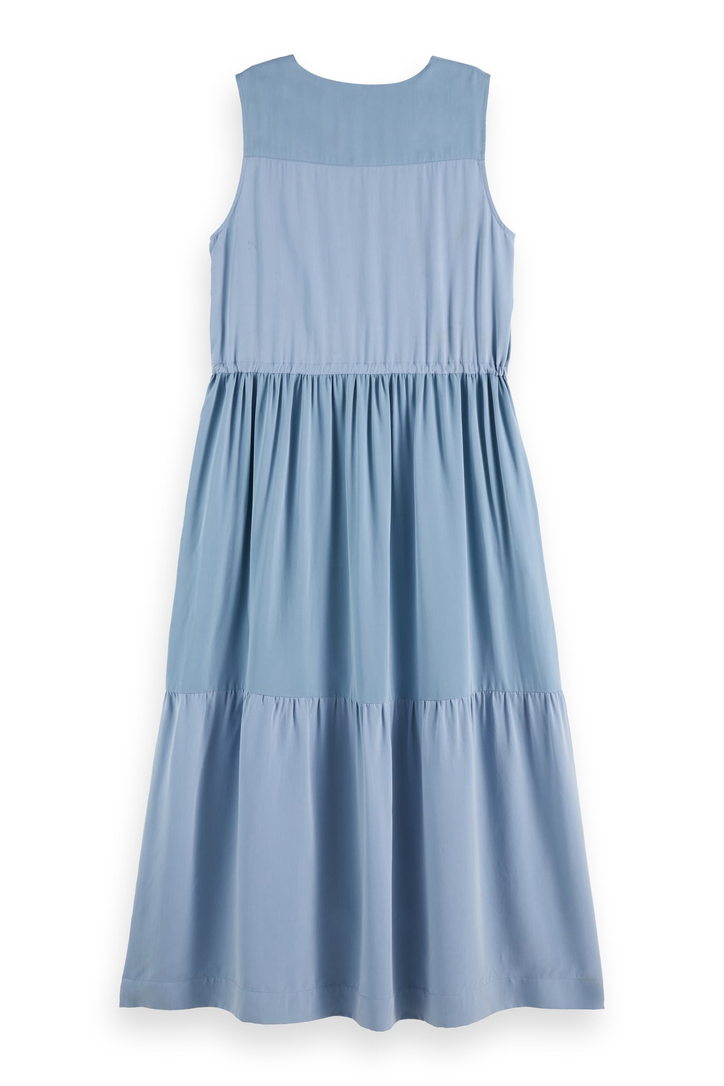 MIDI DRESS WITH GATHERED WAIST FADED DENIM 4