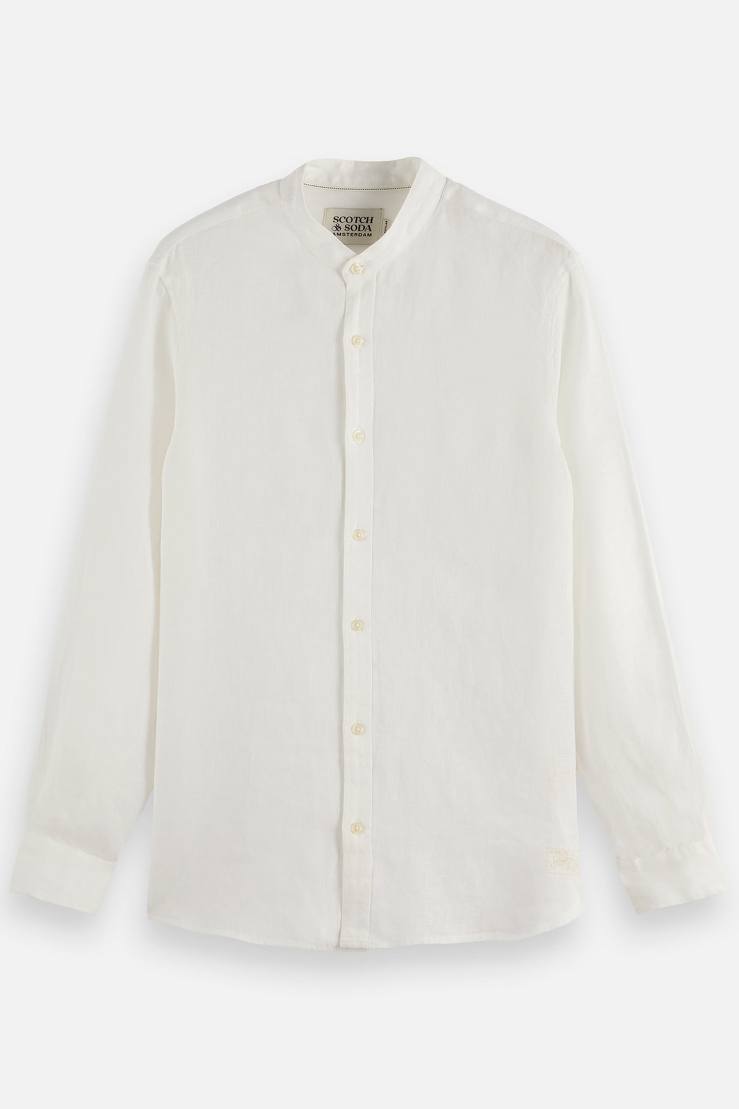 LINEN SHIRT LS STAND UP COLLAR OFF WHITE 4