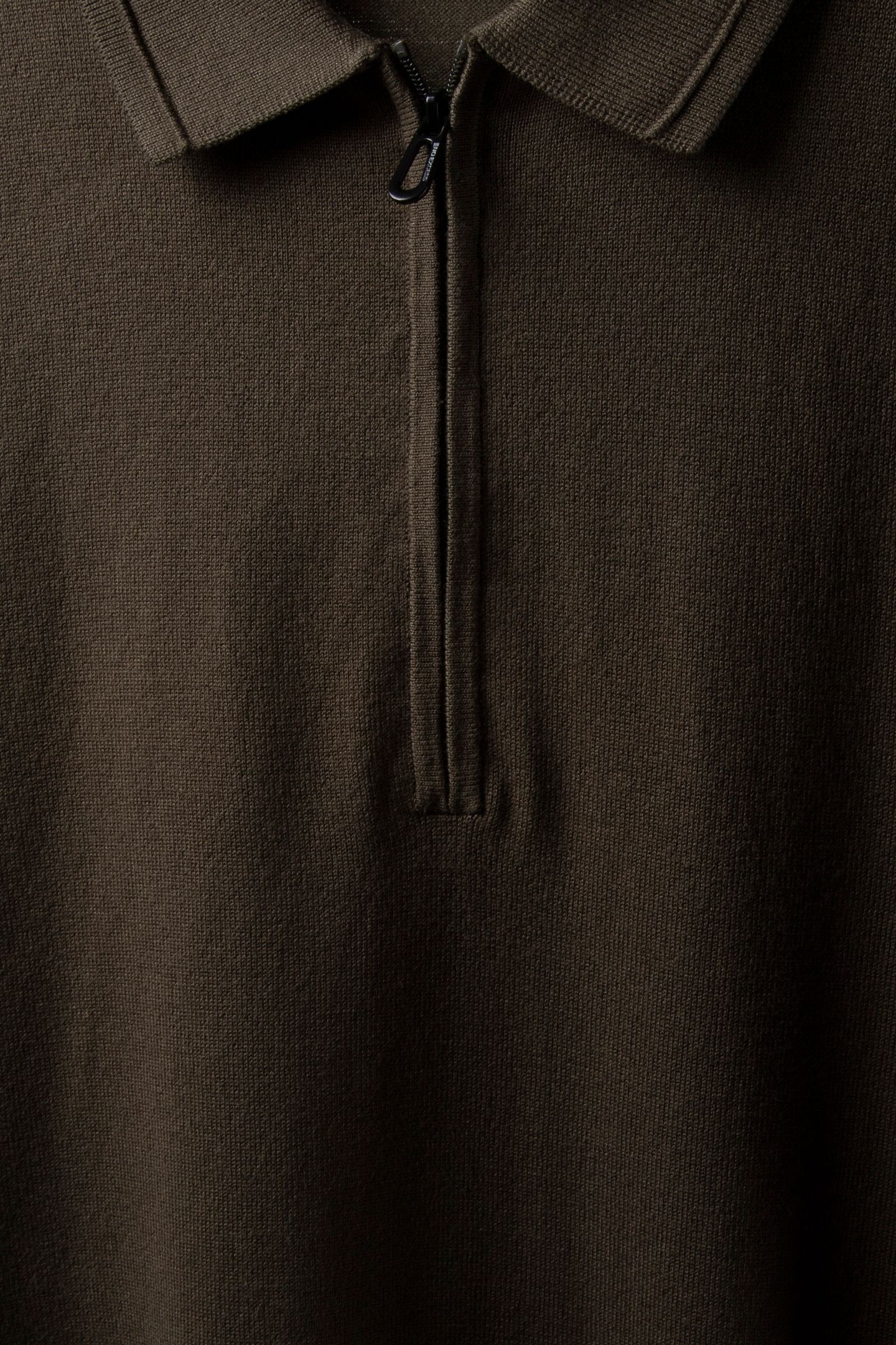 PULLOVER SHORT SLEEVE POLO ZIP SOLID DARK MOSS 4