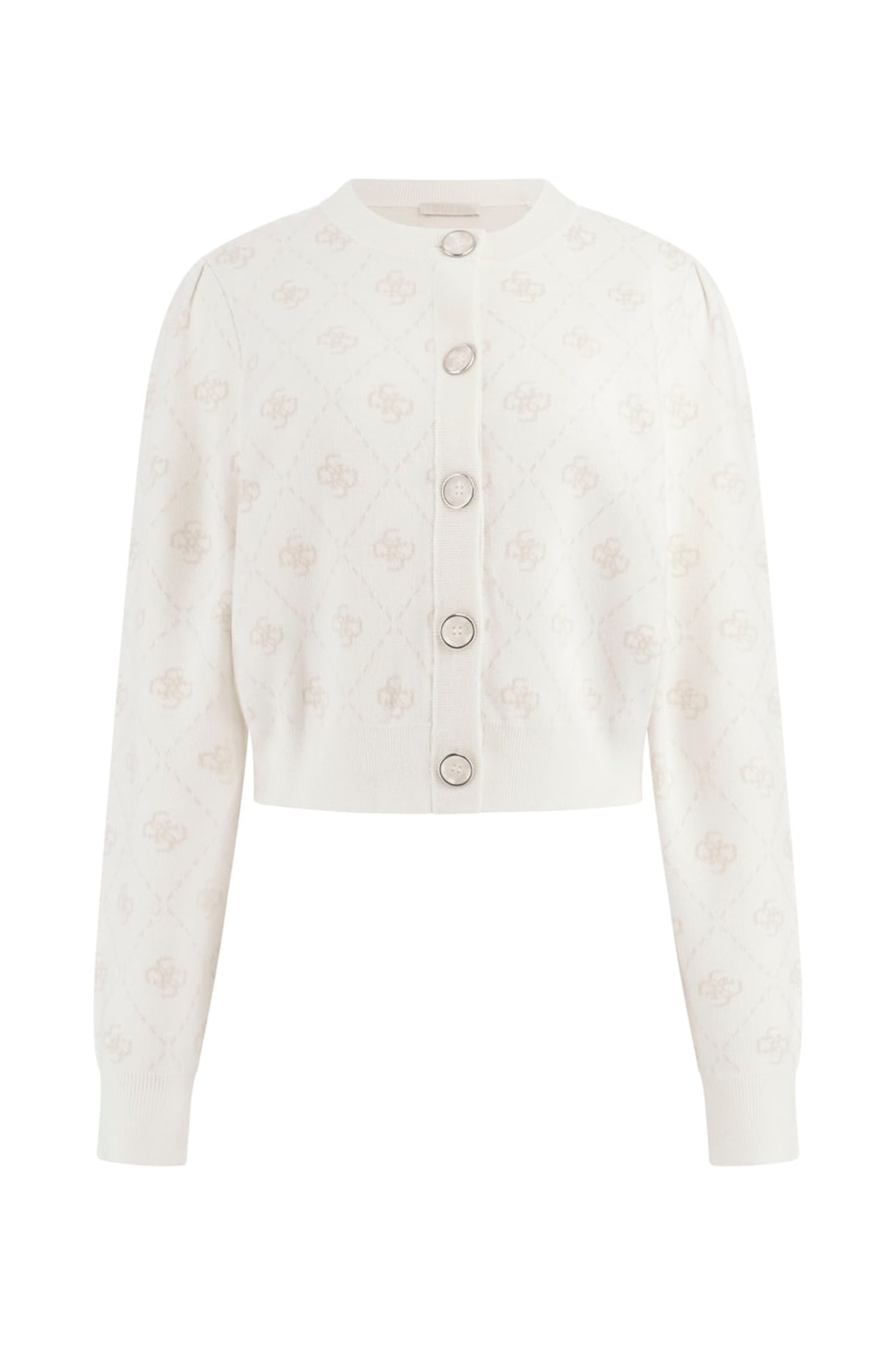 GUESS ECO SARAH 4G LS CN CARDI CREAM WHITE PEARL OY 5