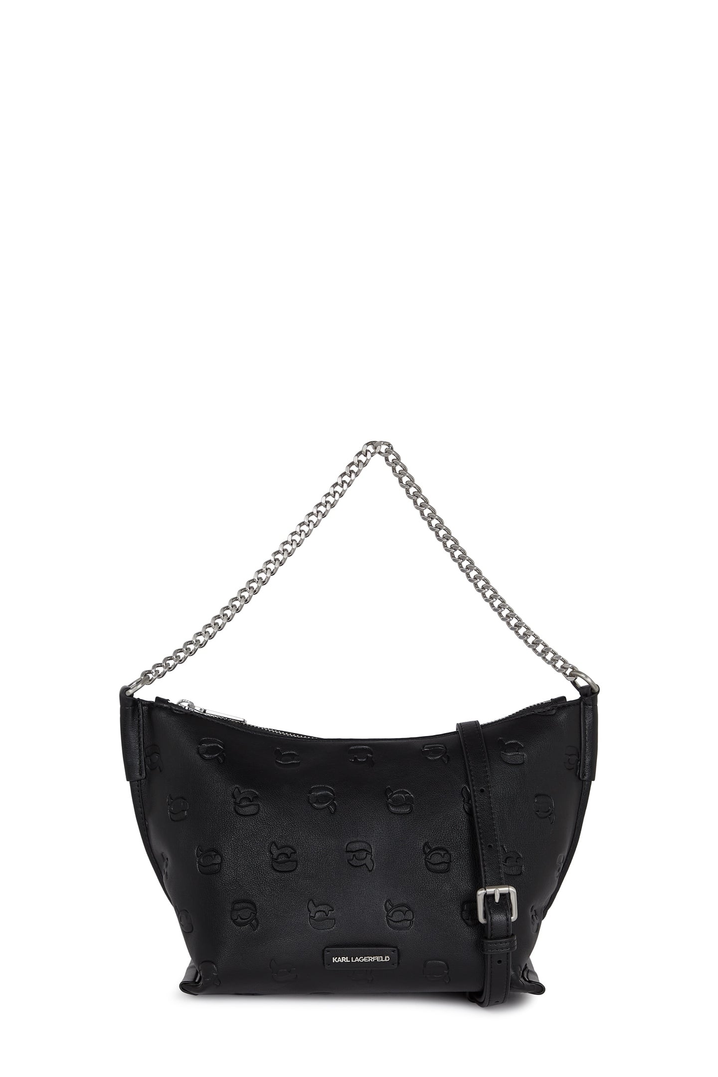 IKON MONOGRAM ZIP SHOULDER BAG AOP TONAL BLACK 1