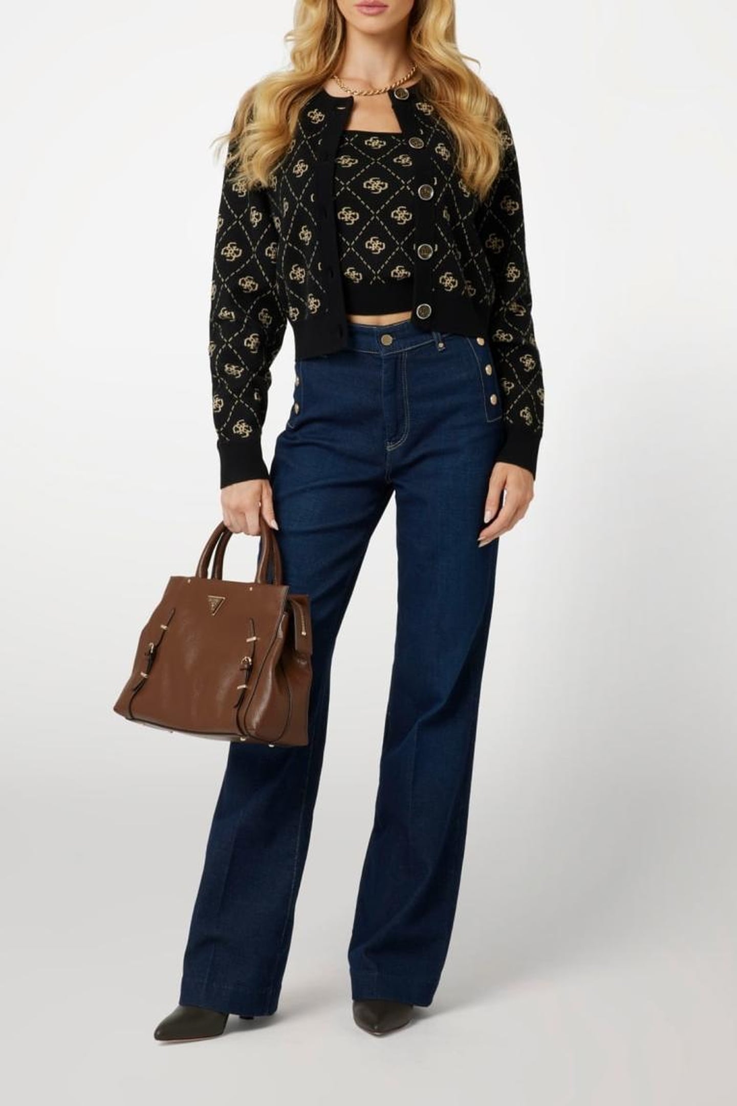 GUESS ECO SARAH 4G LS CN CARDI BLACK TRAVERTINE SAN 3
