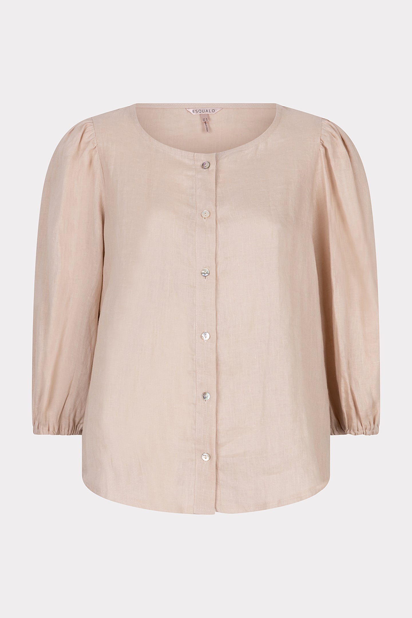 BLOUSE R-NECK LINEN SAND 1