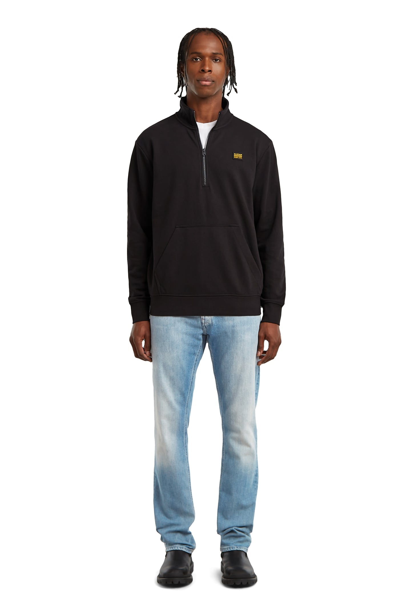 HALF ZIP SWEATER LABEL BADGE BLACK 1