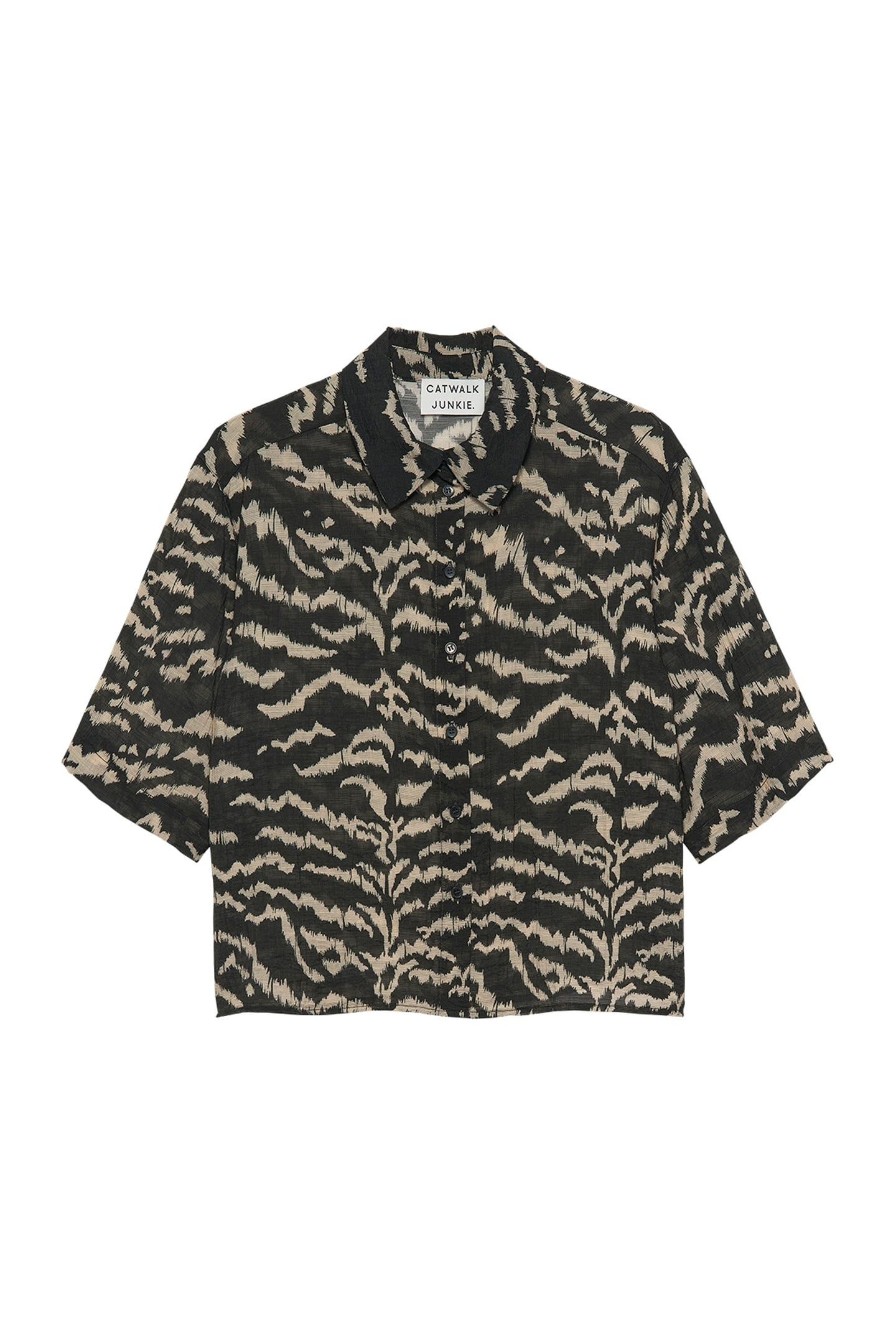 SHORT SLEEVE TIGER BLOUSE BLACK 4