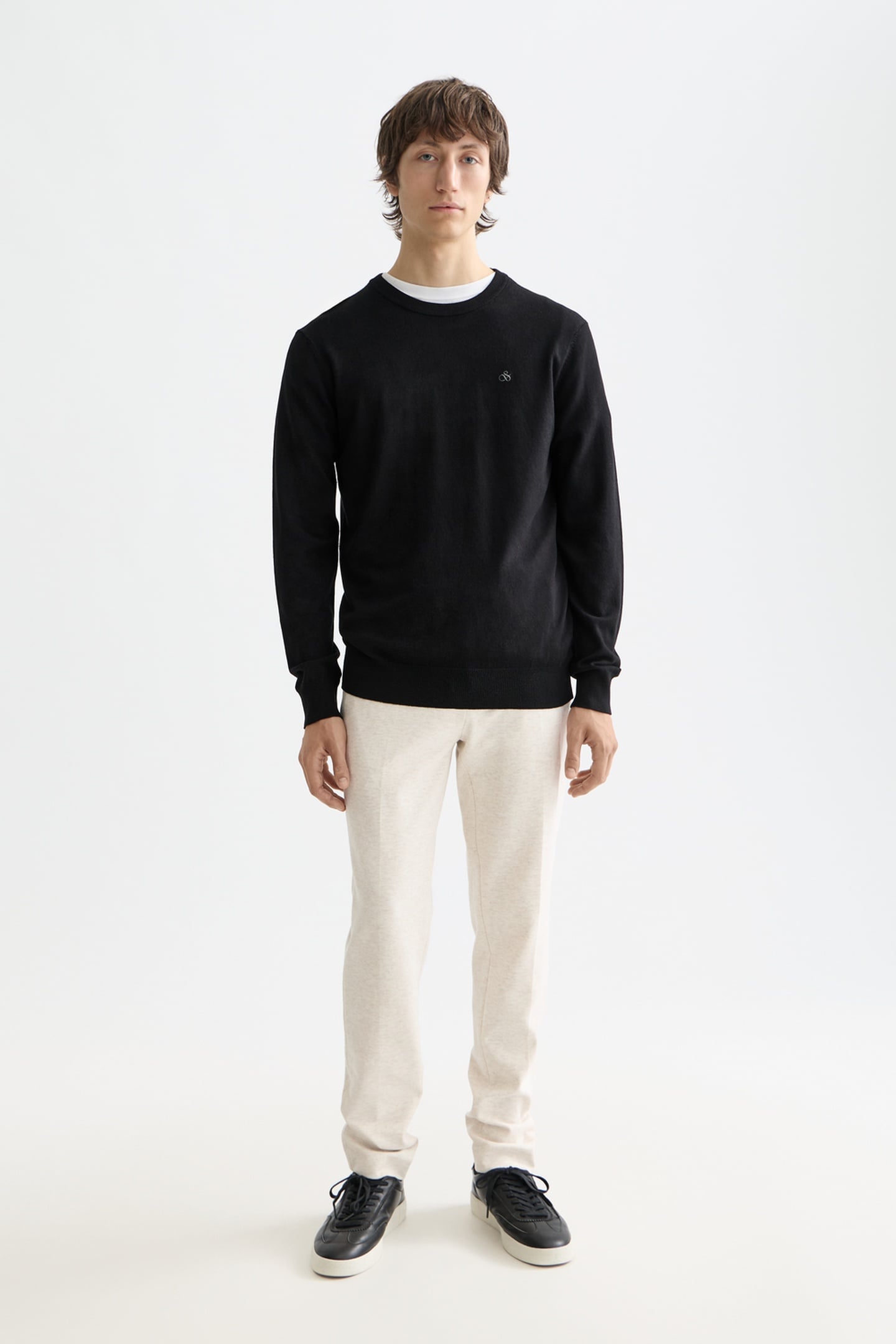 MOTT - TAILORED KNITTED YARN DYED CHINO OFF WHITE MELANGE 2