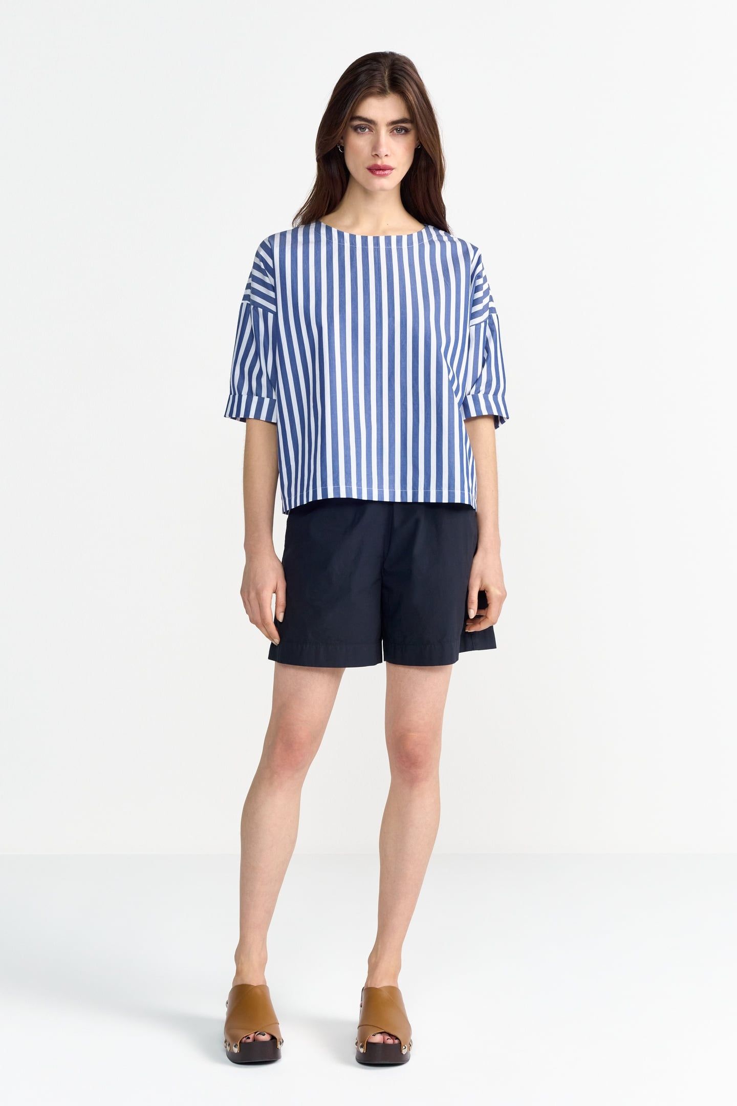 COTTON STRIPE BLOUSE MIDNIGHT BLUE 2
